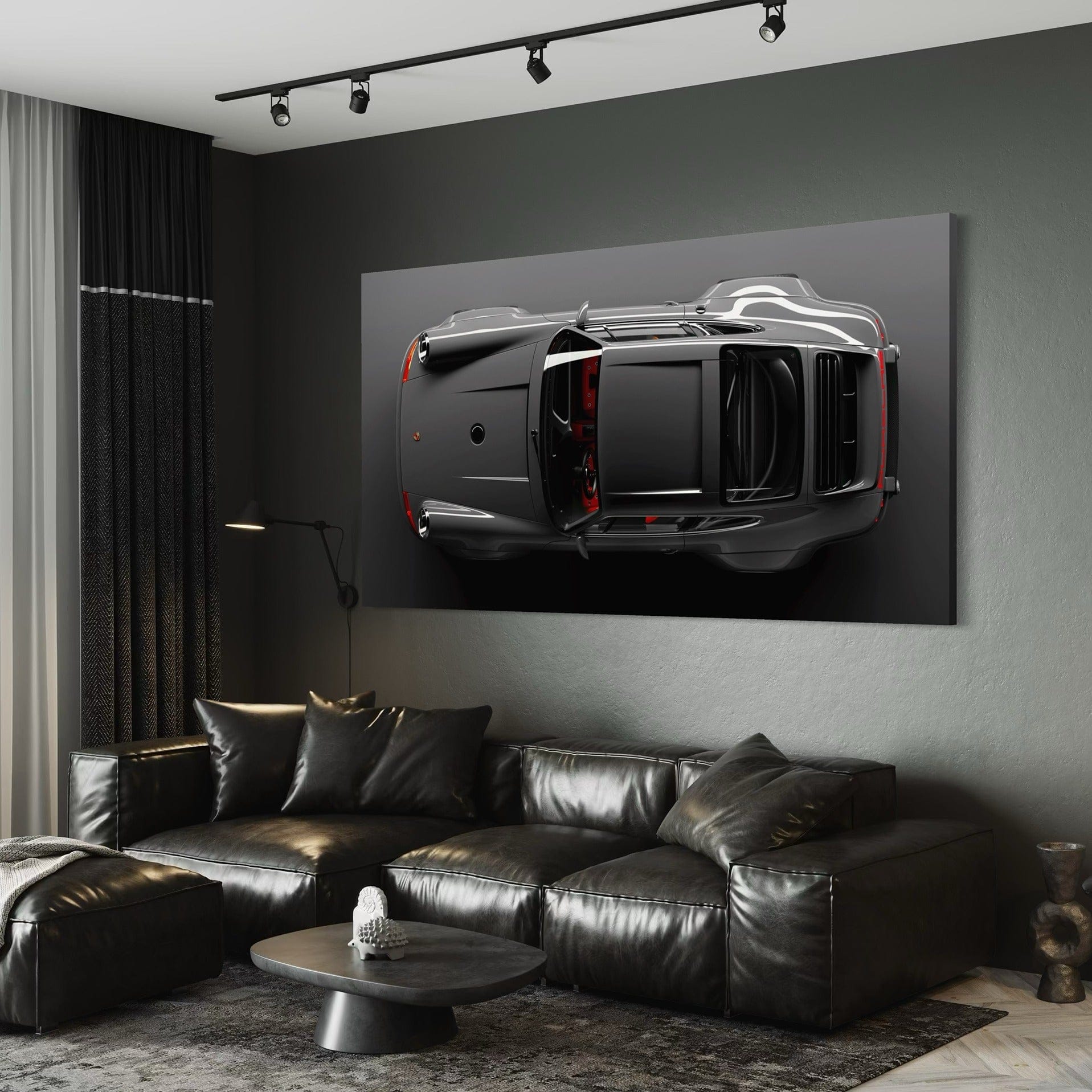 Overhead Porsche 911 canvas for living room