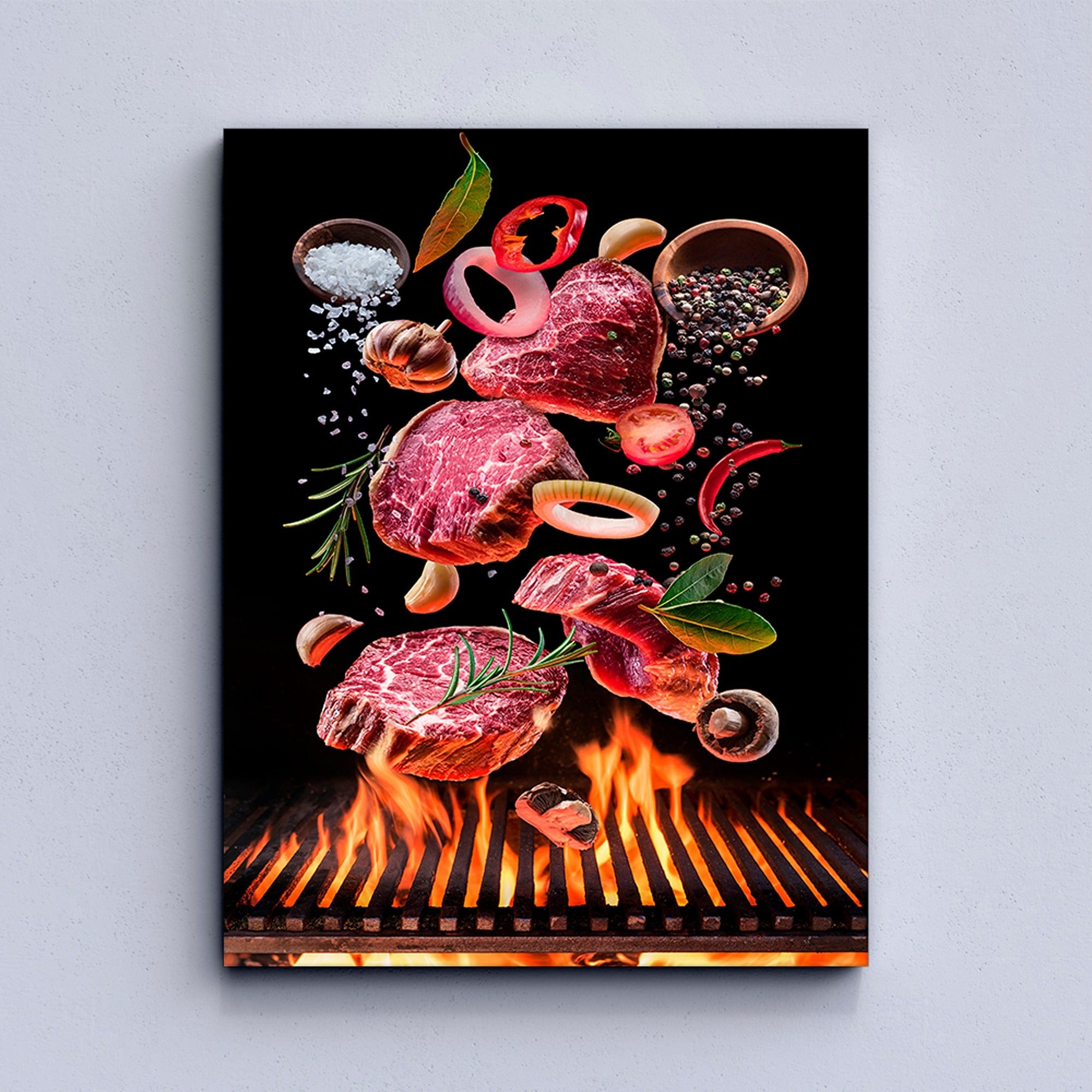 BBQ grill steak wall art canvas