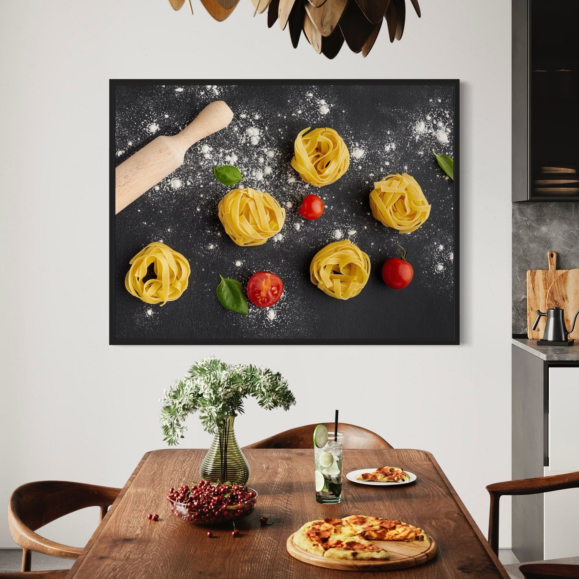Farmhouse kitchen decor pasta and basil artwork