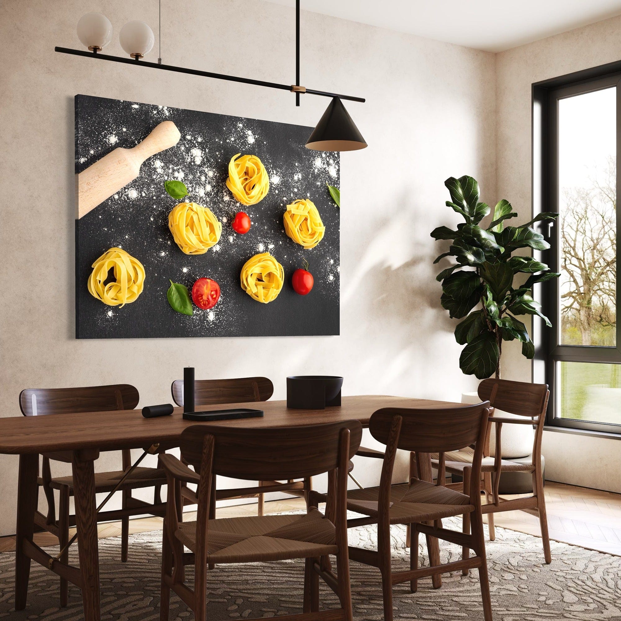 Black slate background pasta nests wall poster