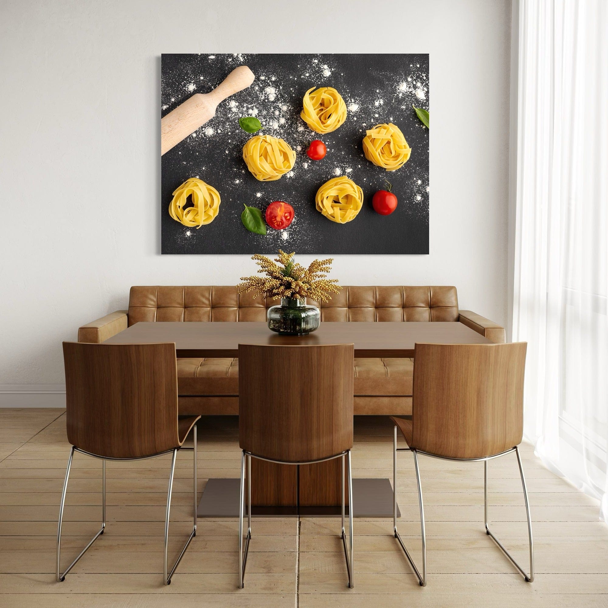 Food lover wall art tagliatelle and basil print