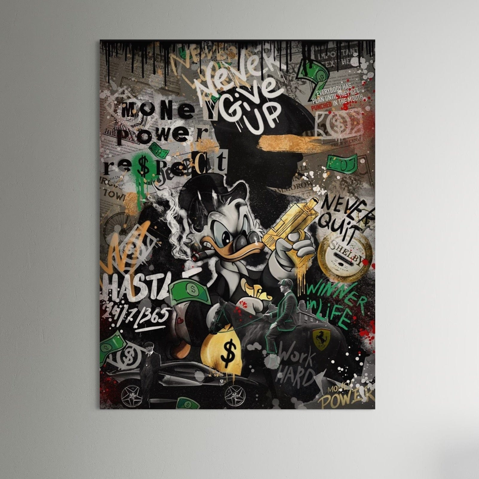 Scrooge Hustle Empire – Graffiti Money Canvas Wall Art