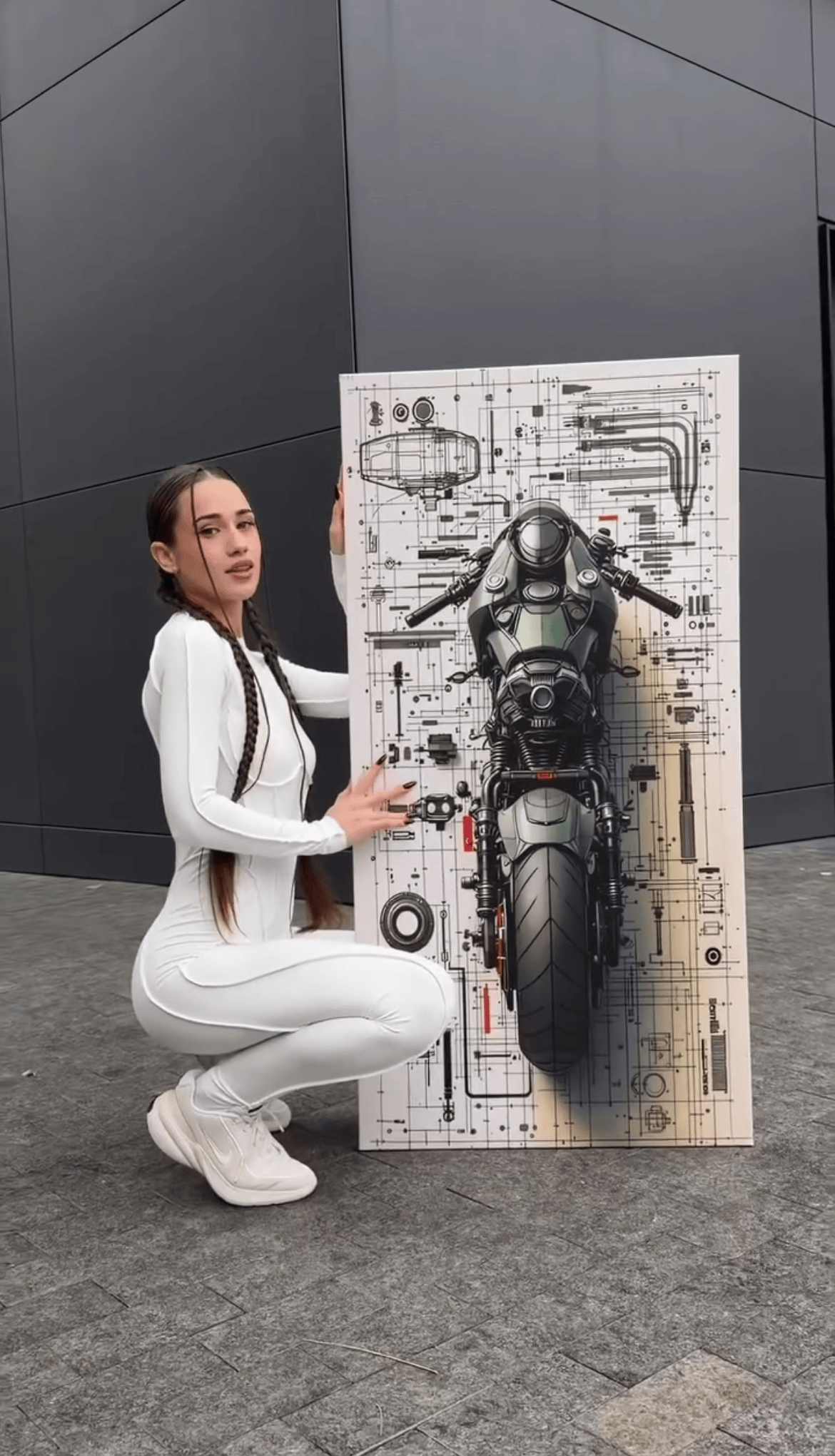 Blueprint Predator – Motorcycle Schematic Canvas Wall Art