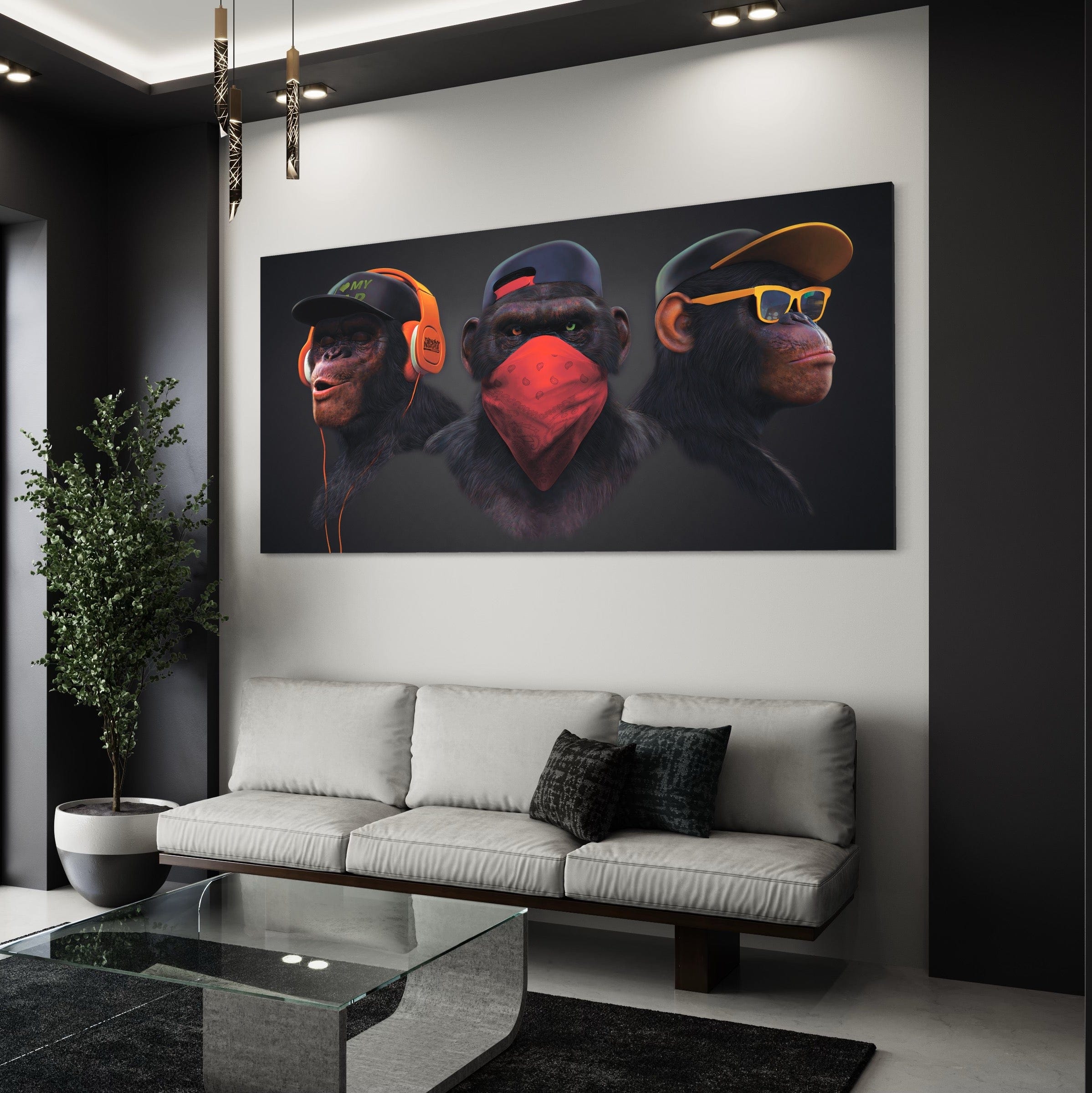 3 Wise Swag Monkey Canvas