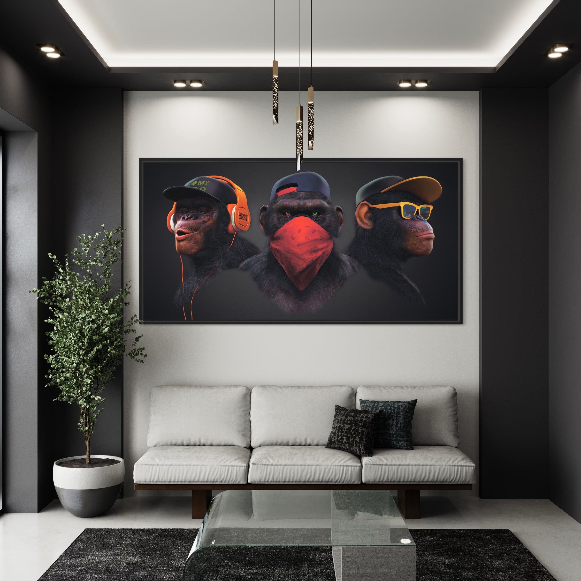 3 Wise Swag Monkey Canvas