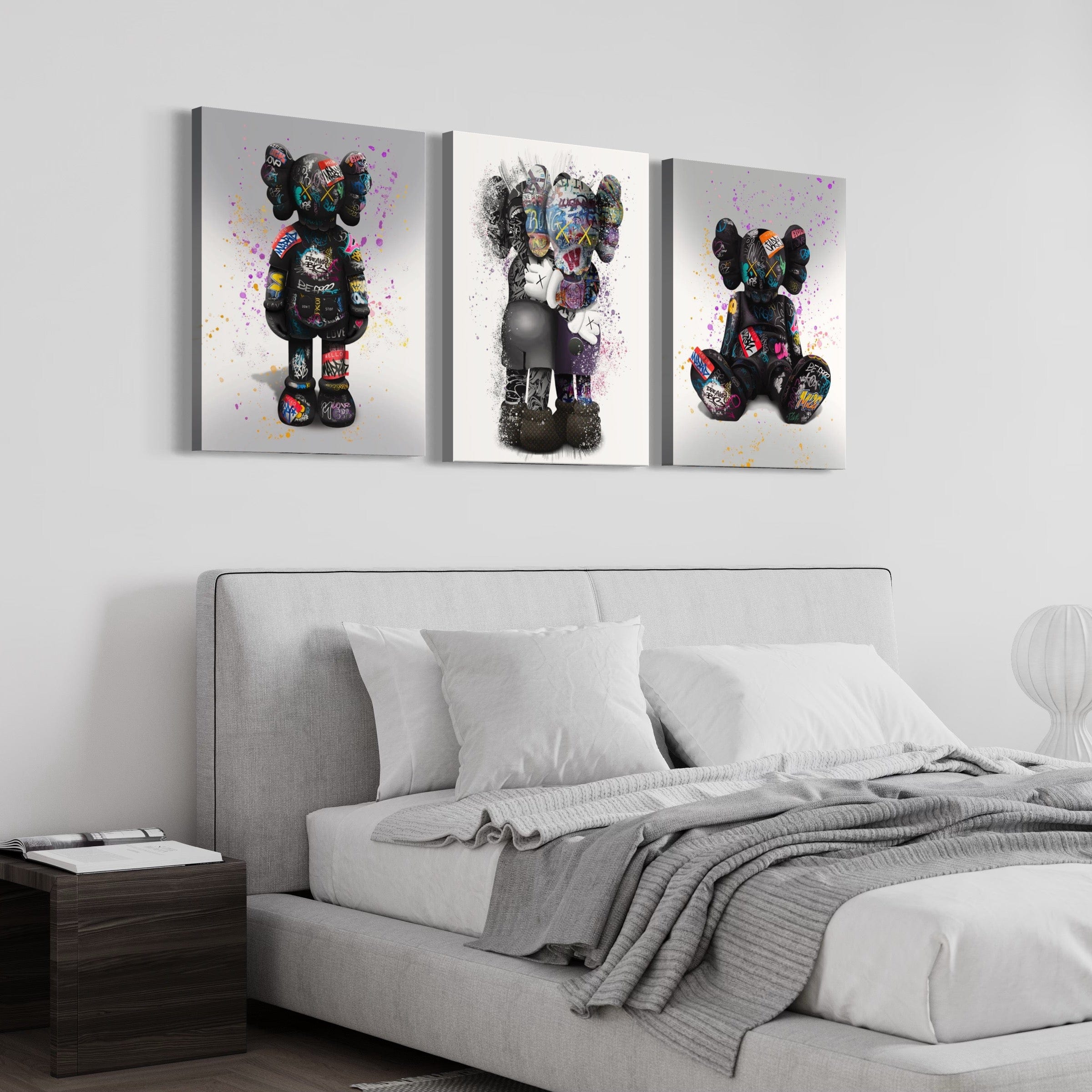 Kaws 3 Piece Canvas Print Ver 1