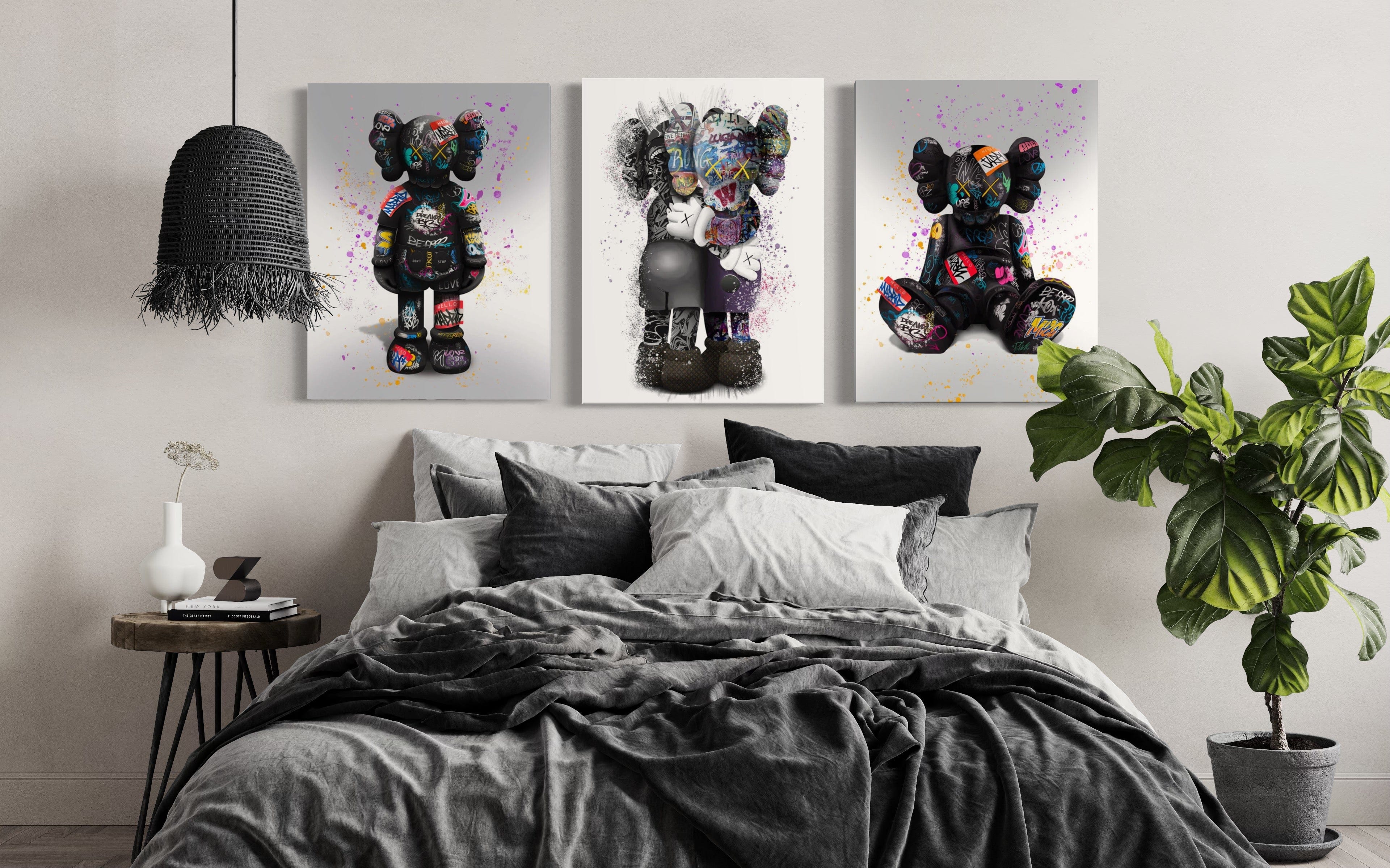 Kaws 3 Piece Canvas Print Ver 1