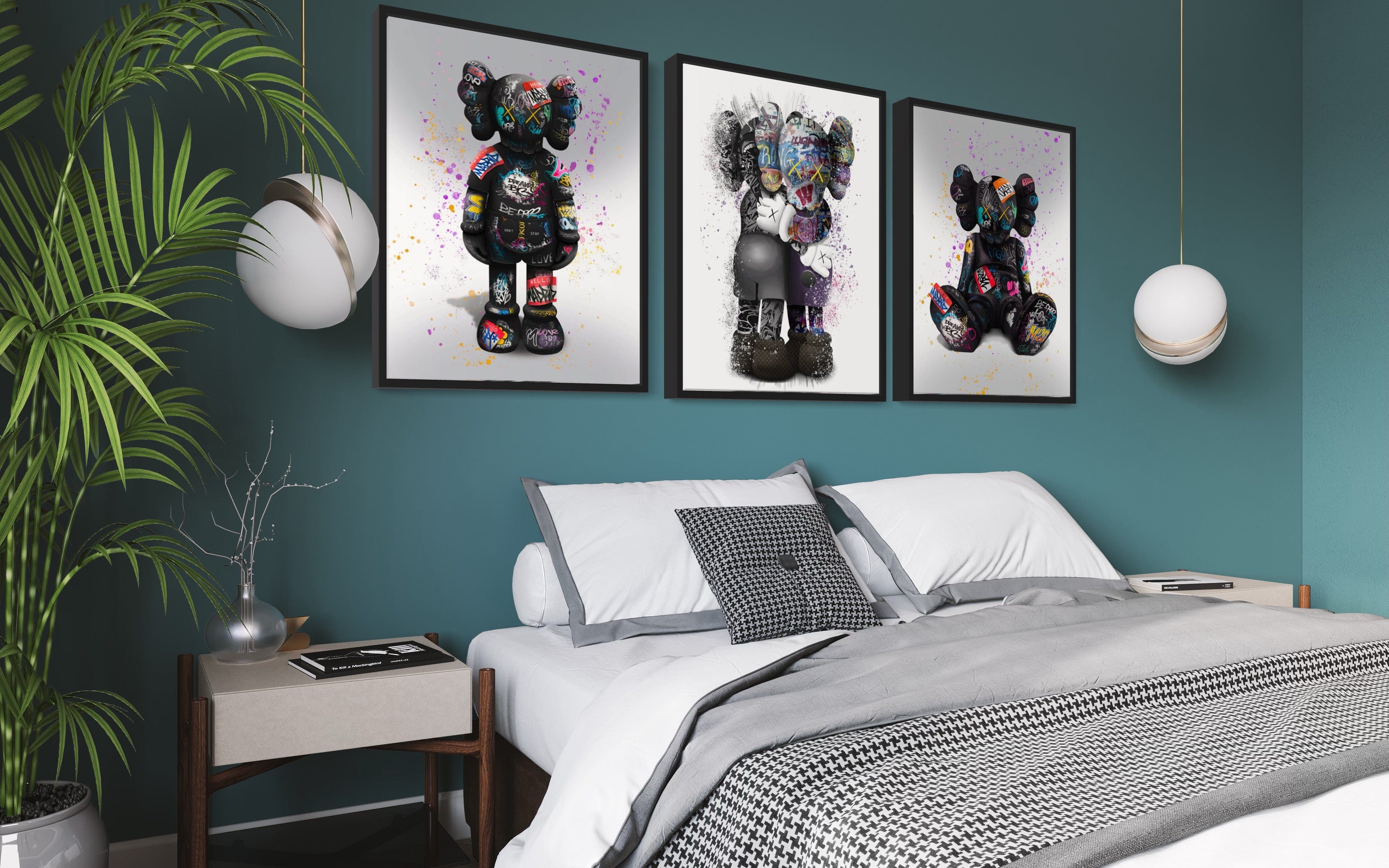 Kaws 3 Piece Canvas Print Ver 1