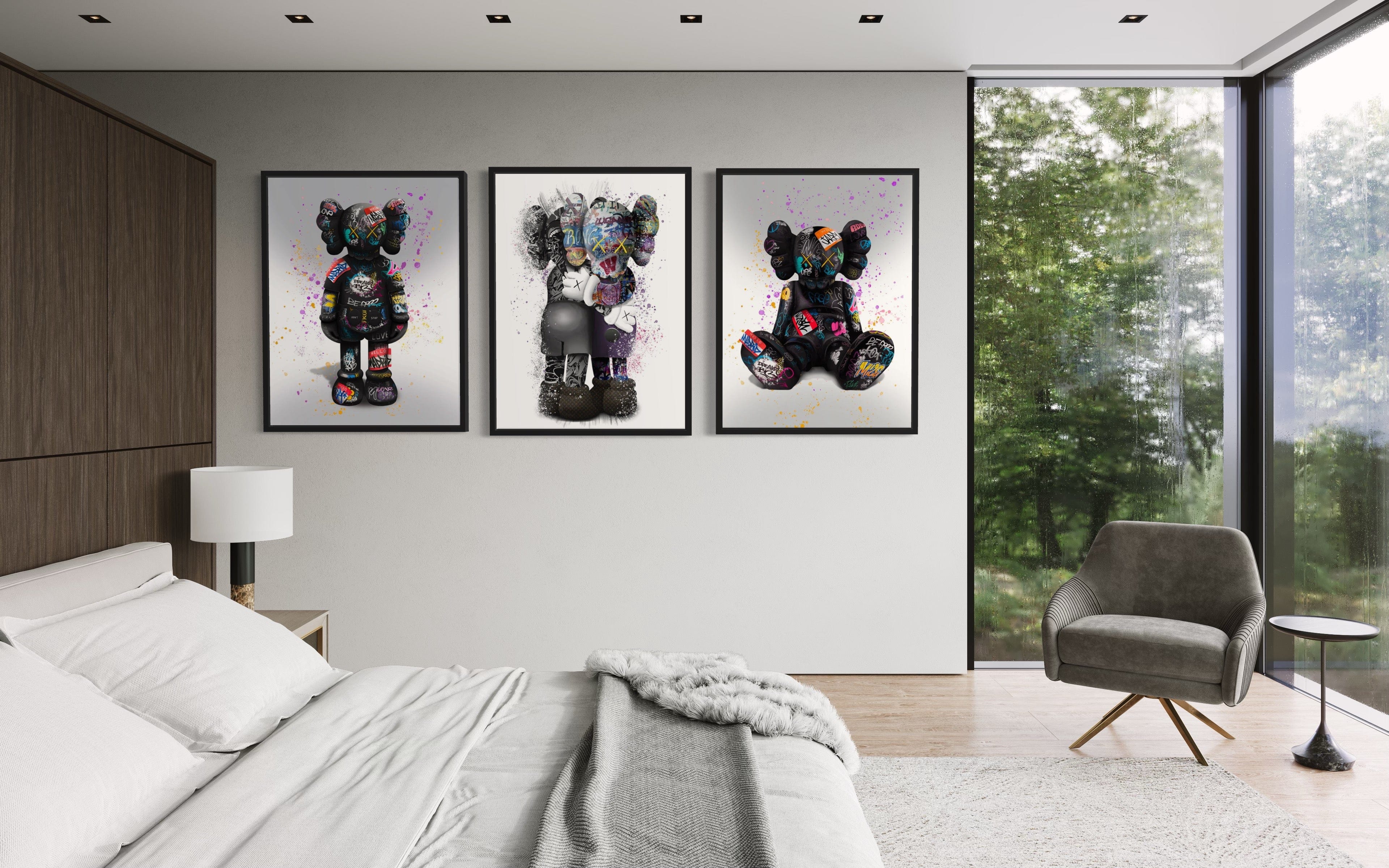 Kaws 3 Piece Canvas Print Ver 1