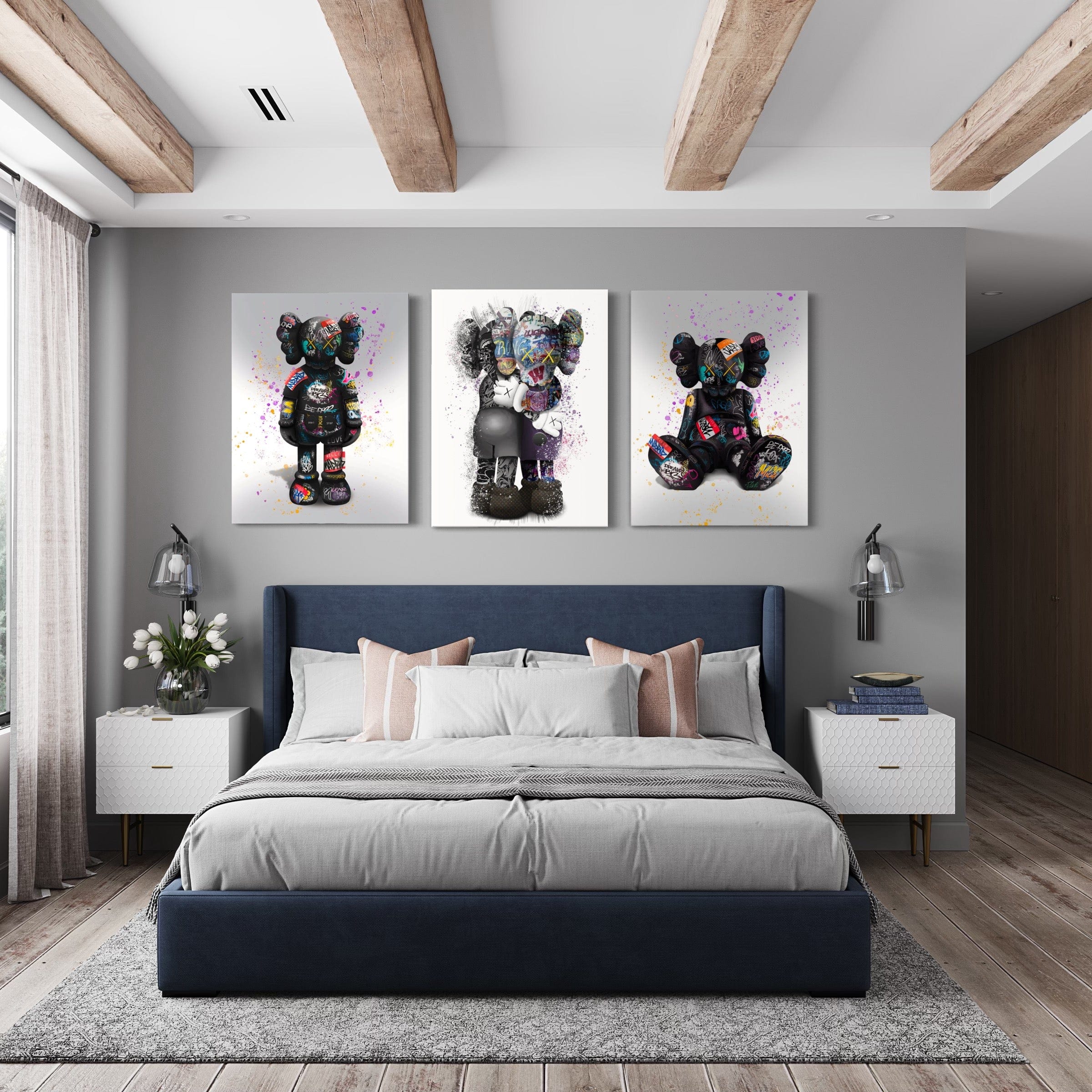 Kaws 3 Piece Canvas Print Ver 1