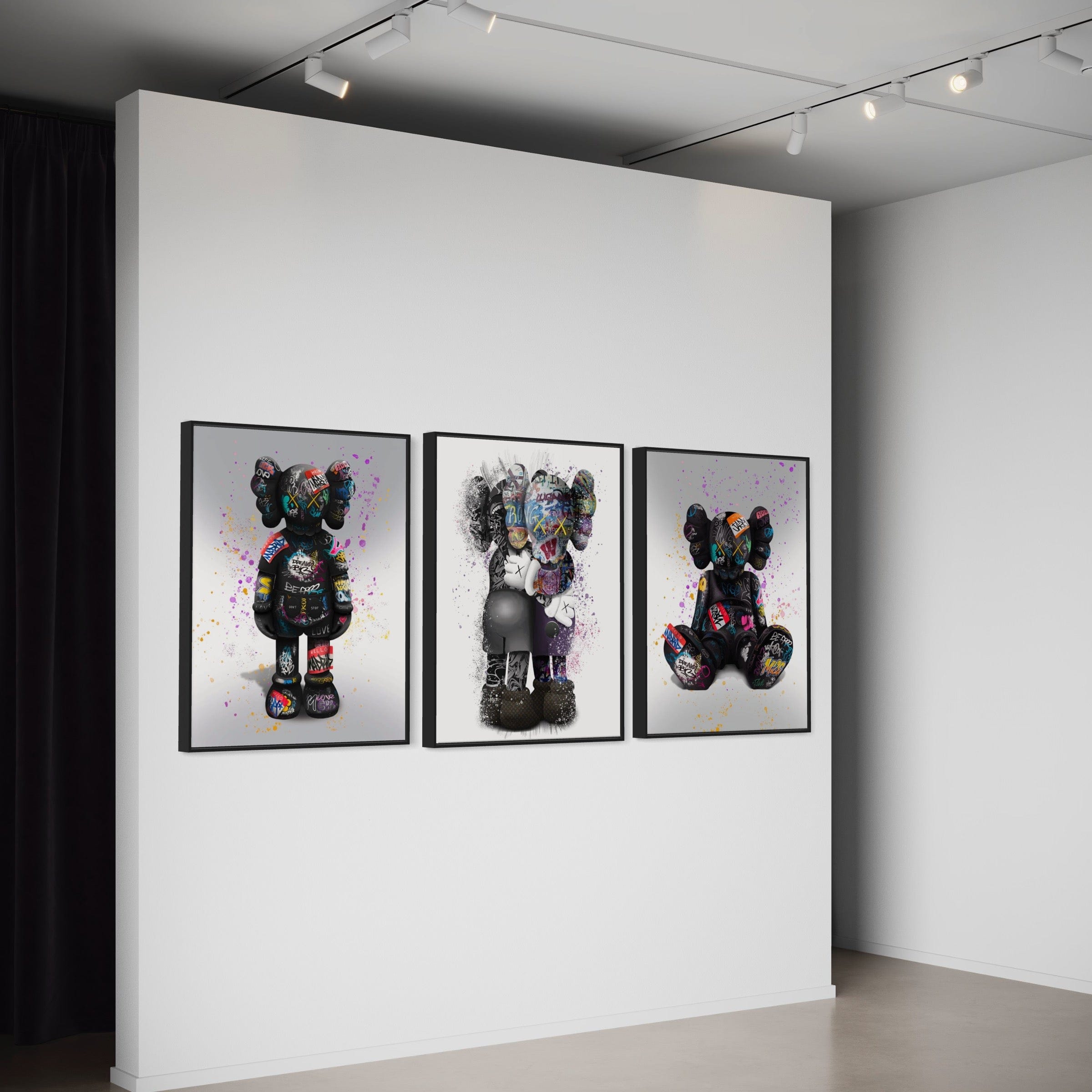 Kaws 3 Piece Canvas Print Ver 1