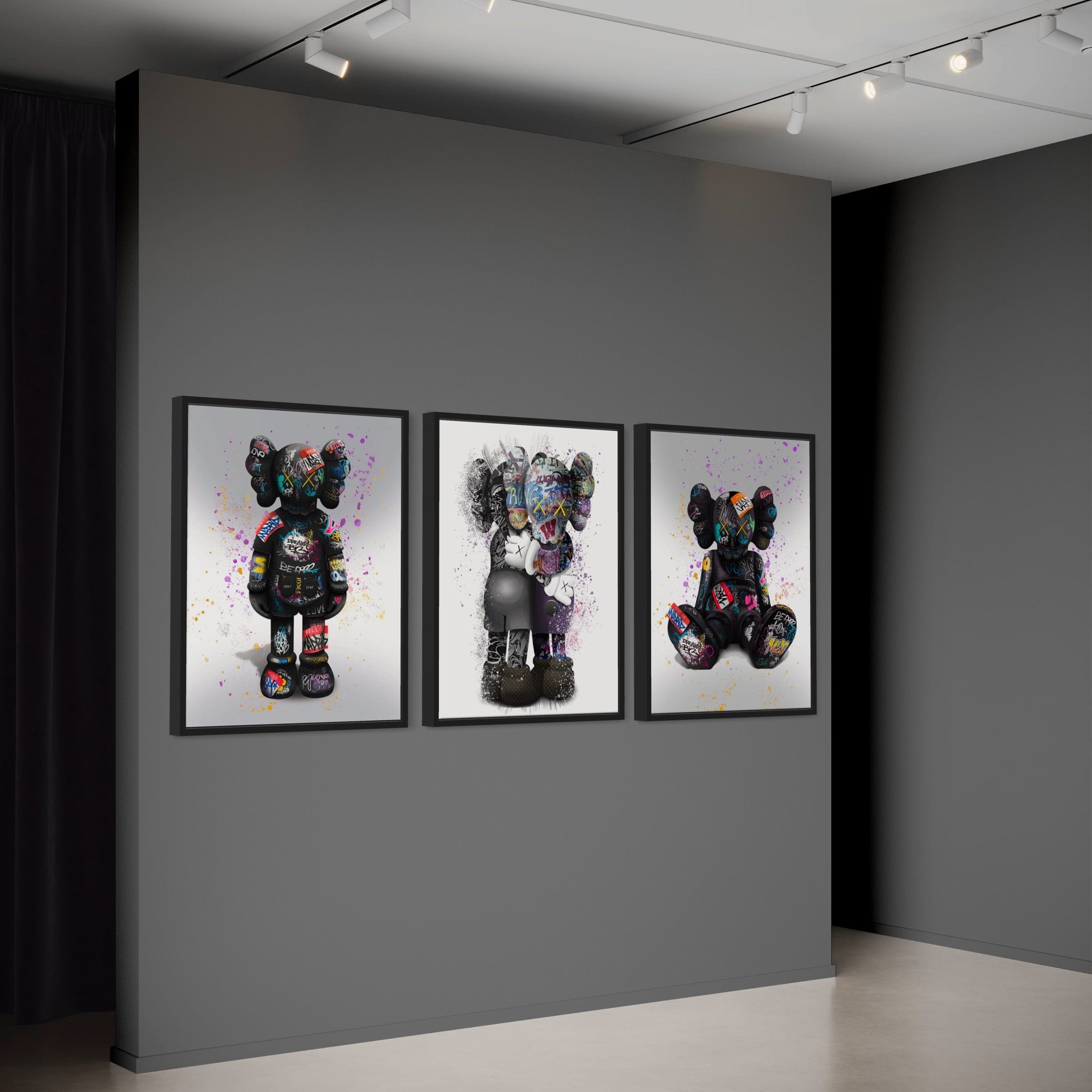 Kaws 3 Piece Canvas Print Ver 1