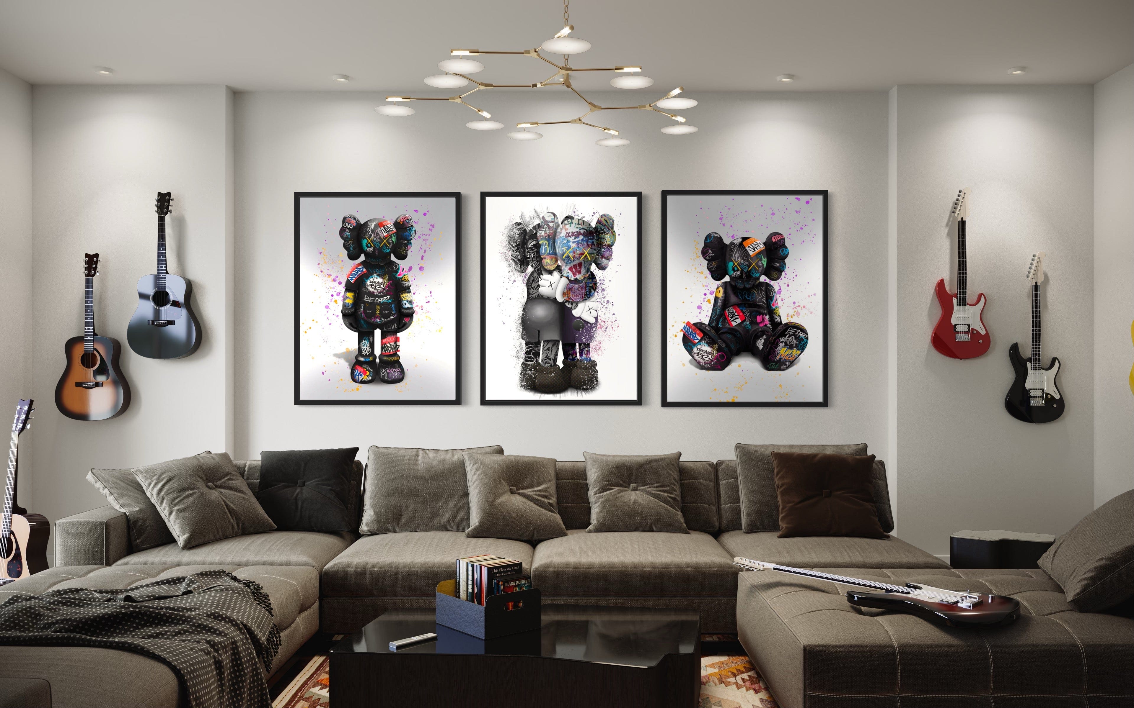 Kaws 3 Piece Canvas Print Ver 1