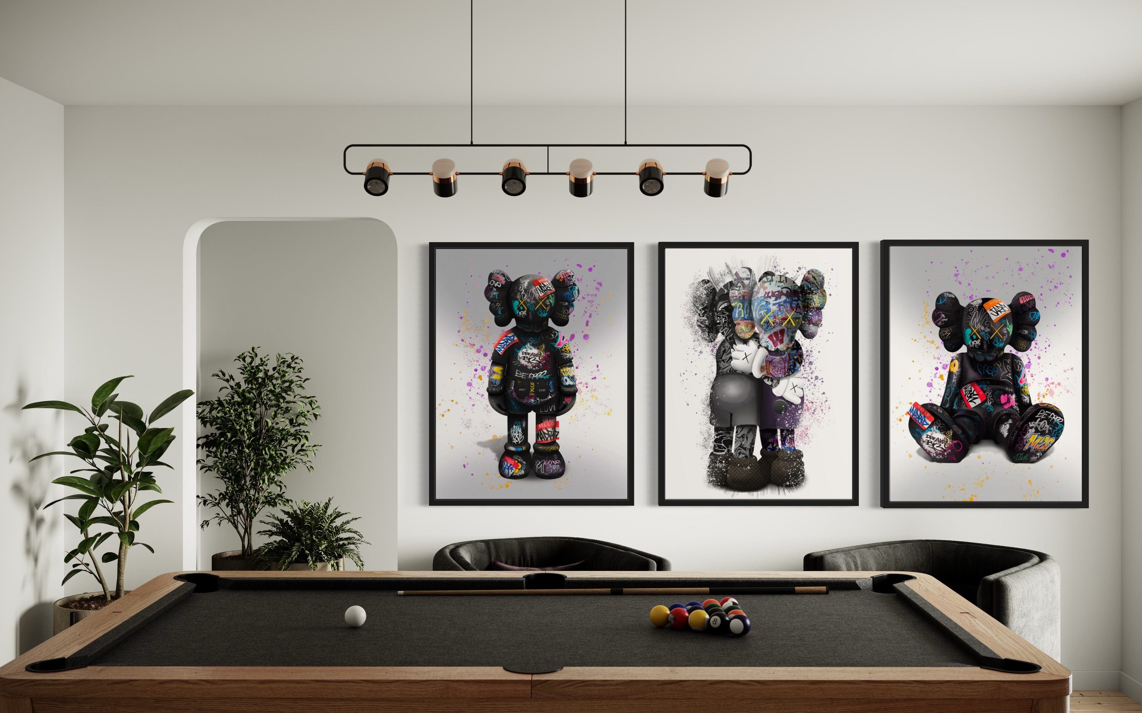 Kaws 3 Piece Canvas Print Ver 1