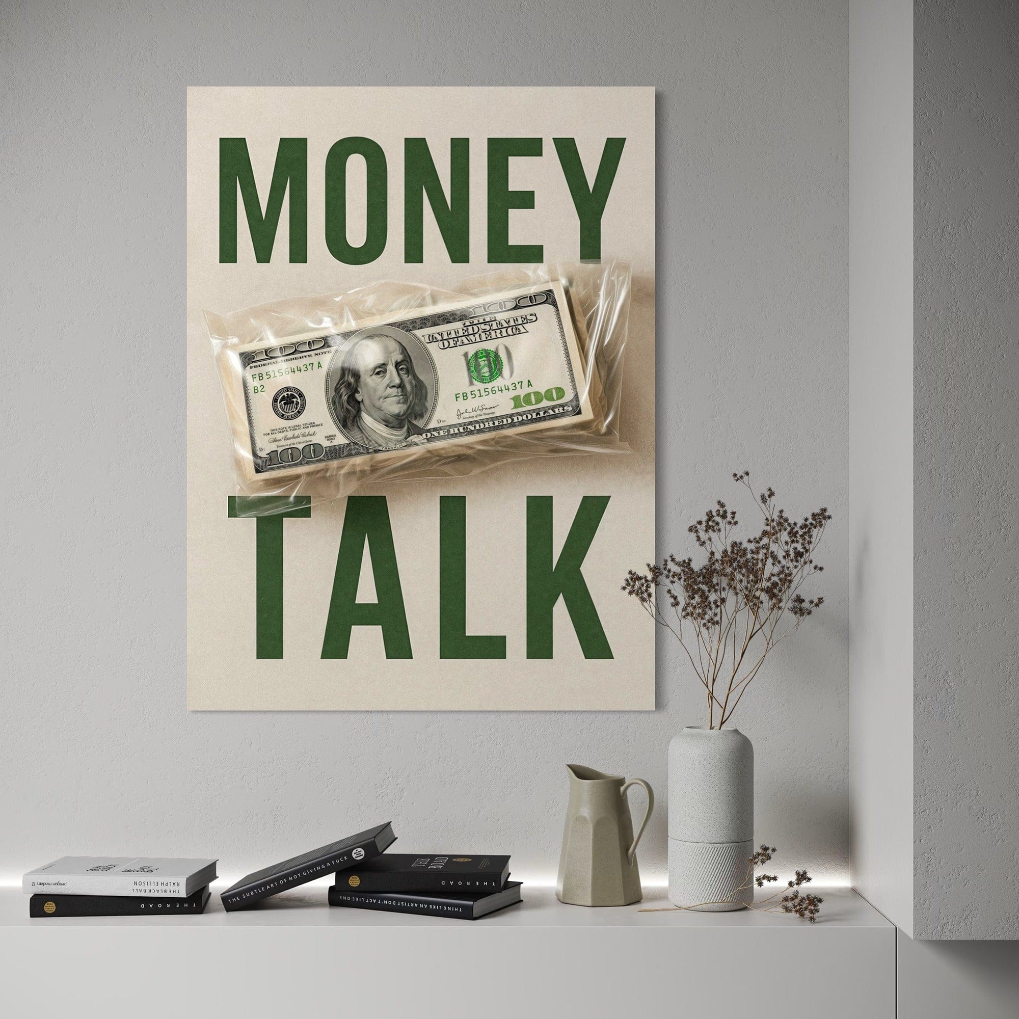 Hundred dollar bill canvas print for office