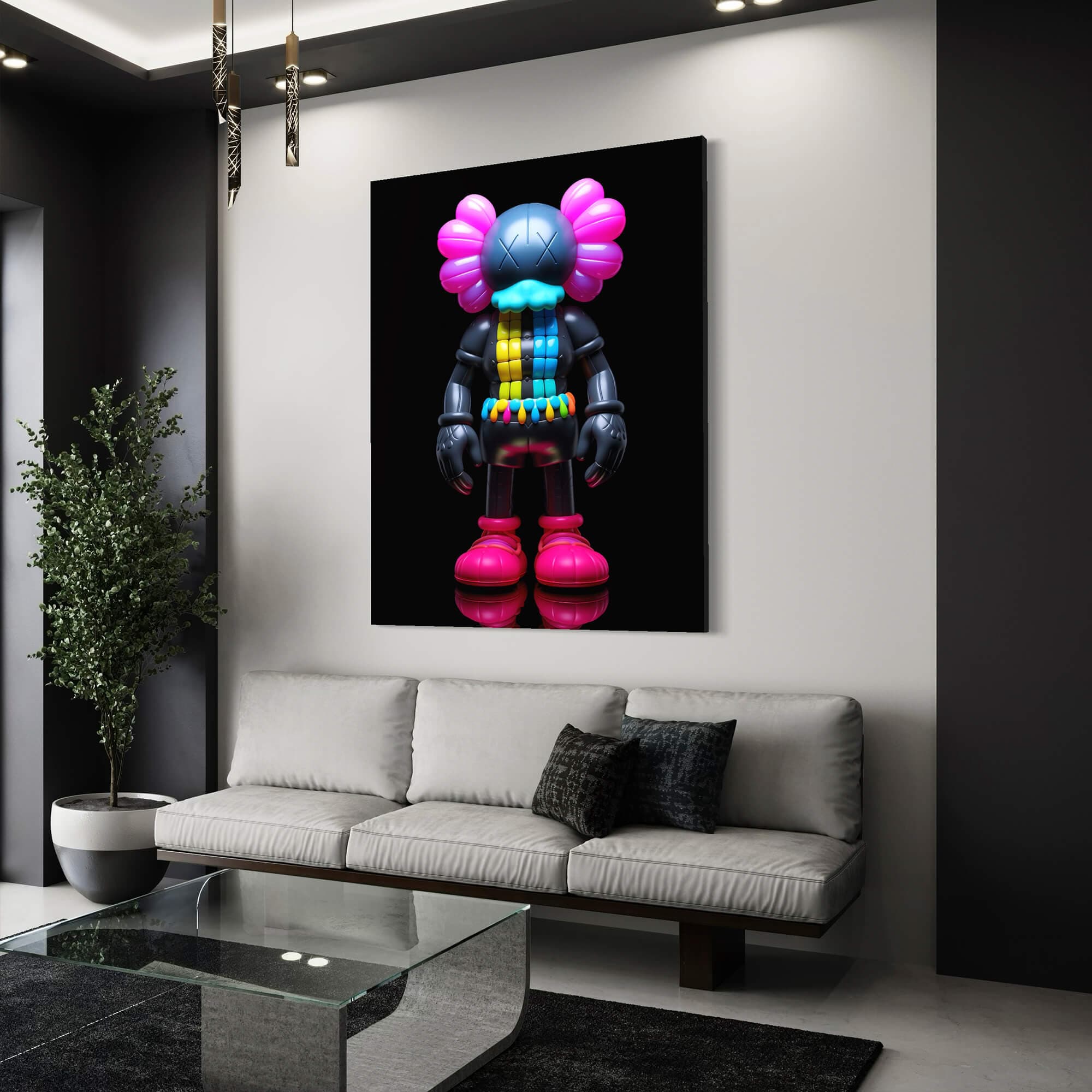 Neon KAWS №13 Canvas Print