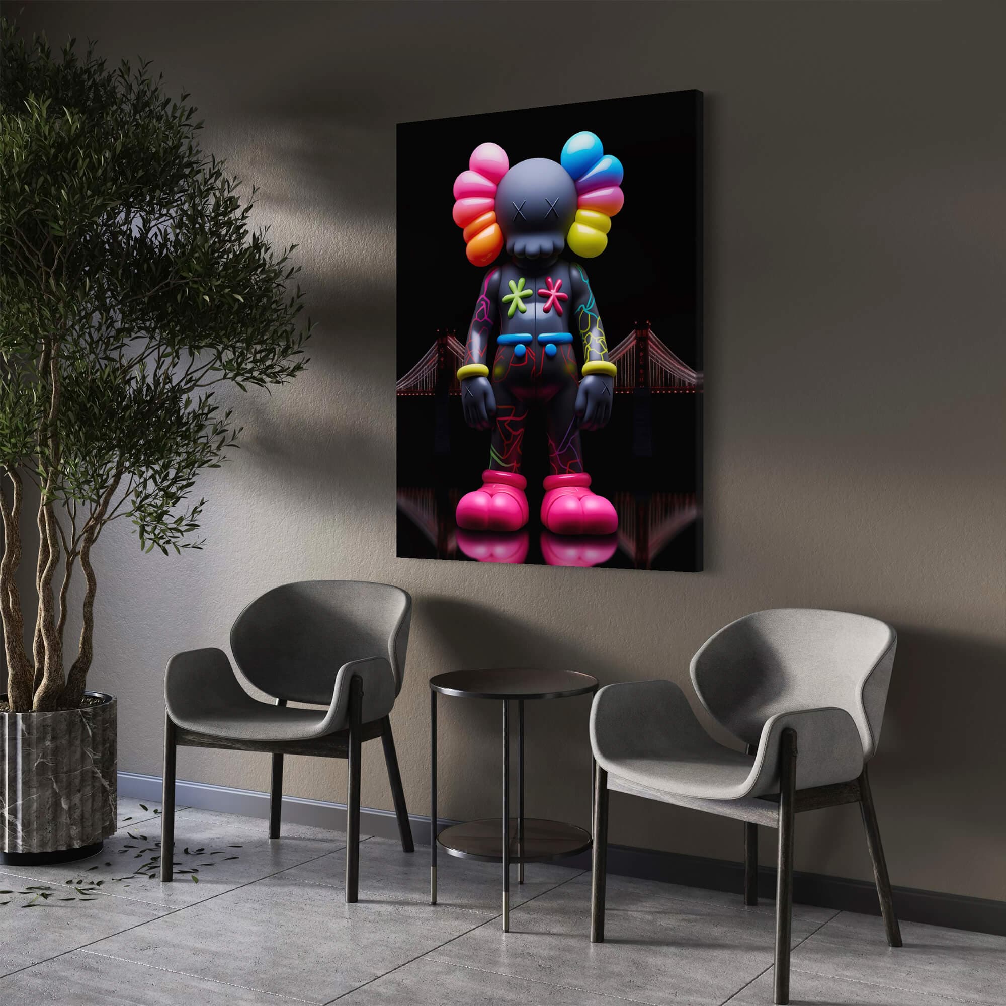 Neon KAWS №1 Canvas Print