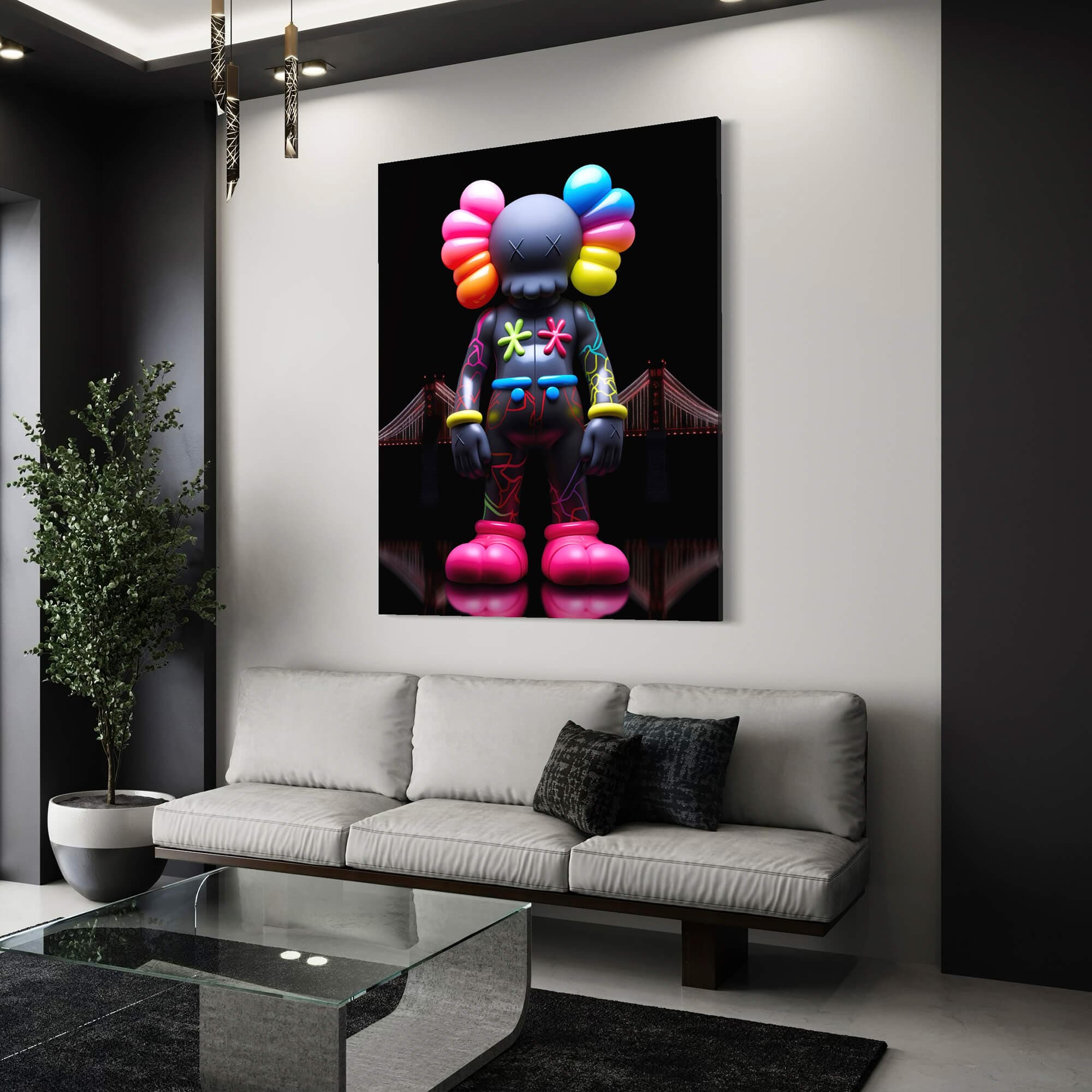 Neon KAWS №1 Canvas Print