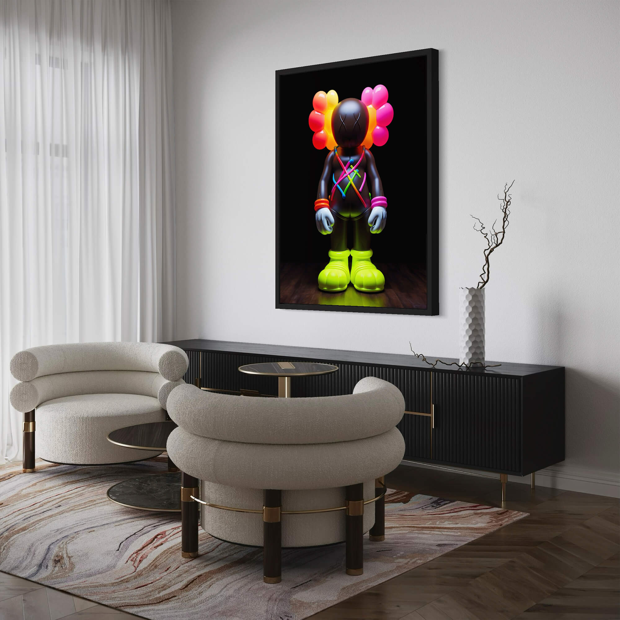 Neon KAWS №5 Canvas Print