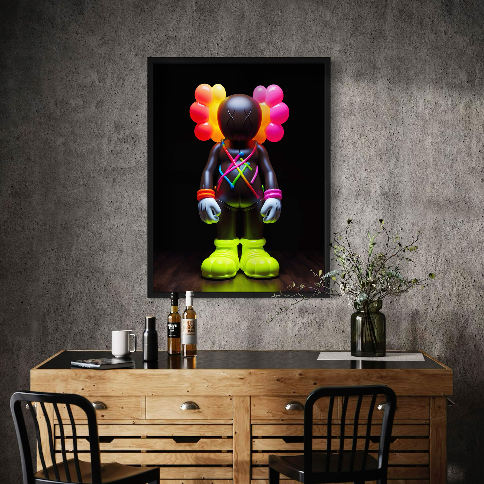 Neon KAWS №5 Canvas Print