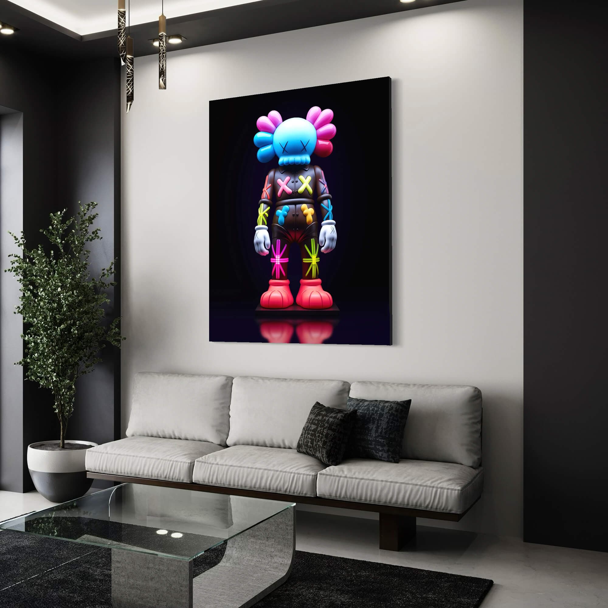 Neon KAWS №6 Canvas Print