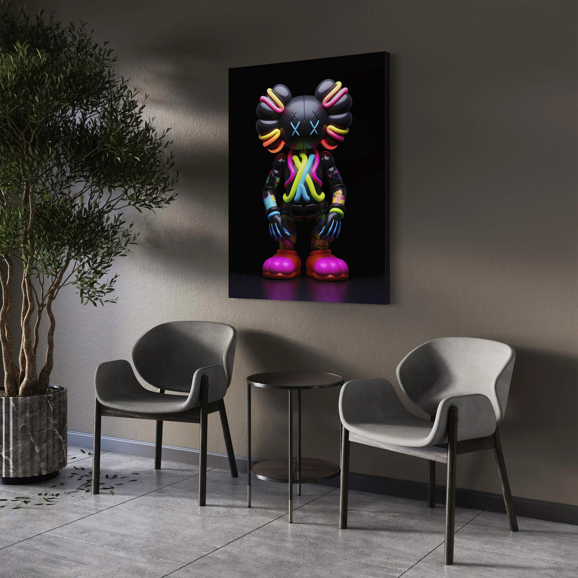 Neon KAWS №8 Canvas Print