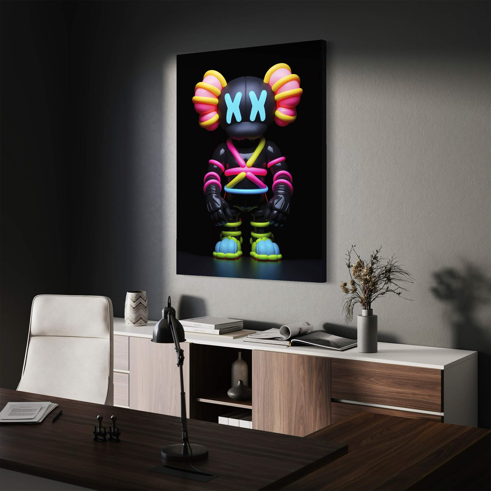 Neon KAWS №9 Canvas Print