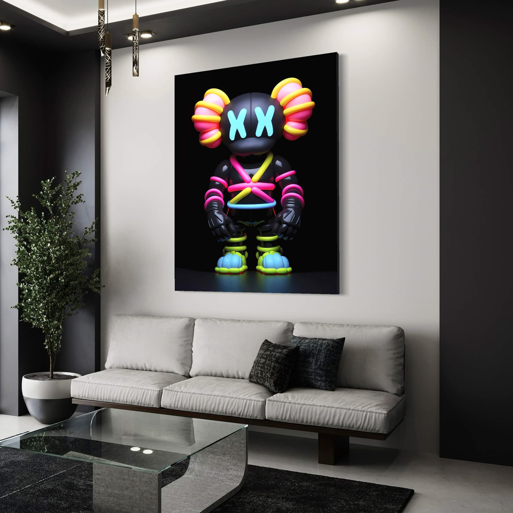 Neon KAWS №9 Canvas Print