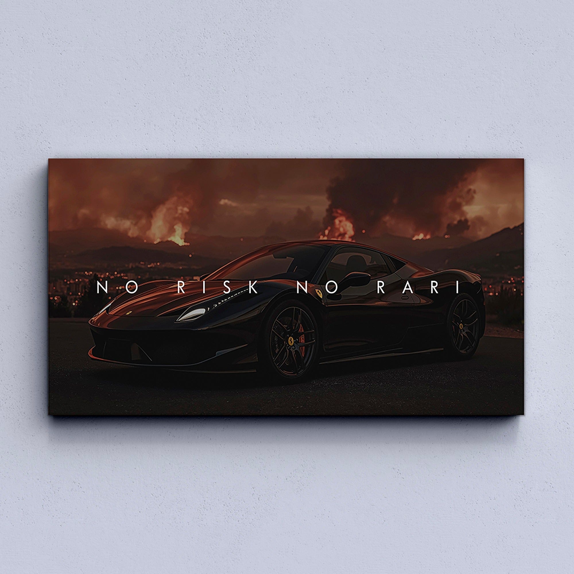No Risk No Rari – Ferrari Supercar Motivational Leinwand-Wandbild