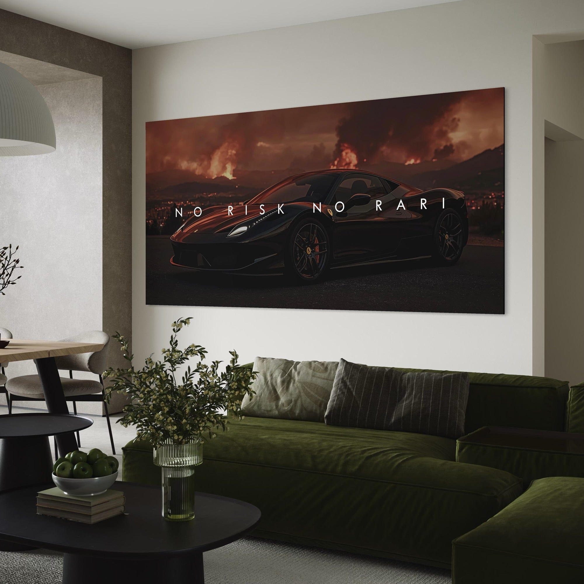No Risk No Rari – Ferrari Supercar Motivational Leinwand-Wandbild
