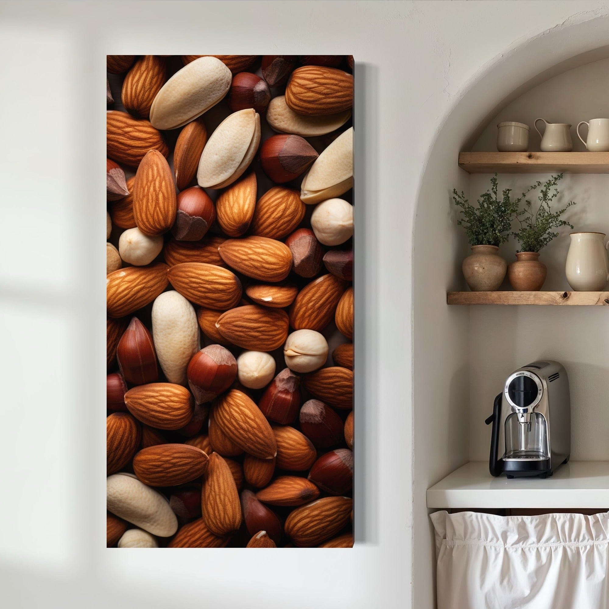 Nut lover kitchen wall art textured background