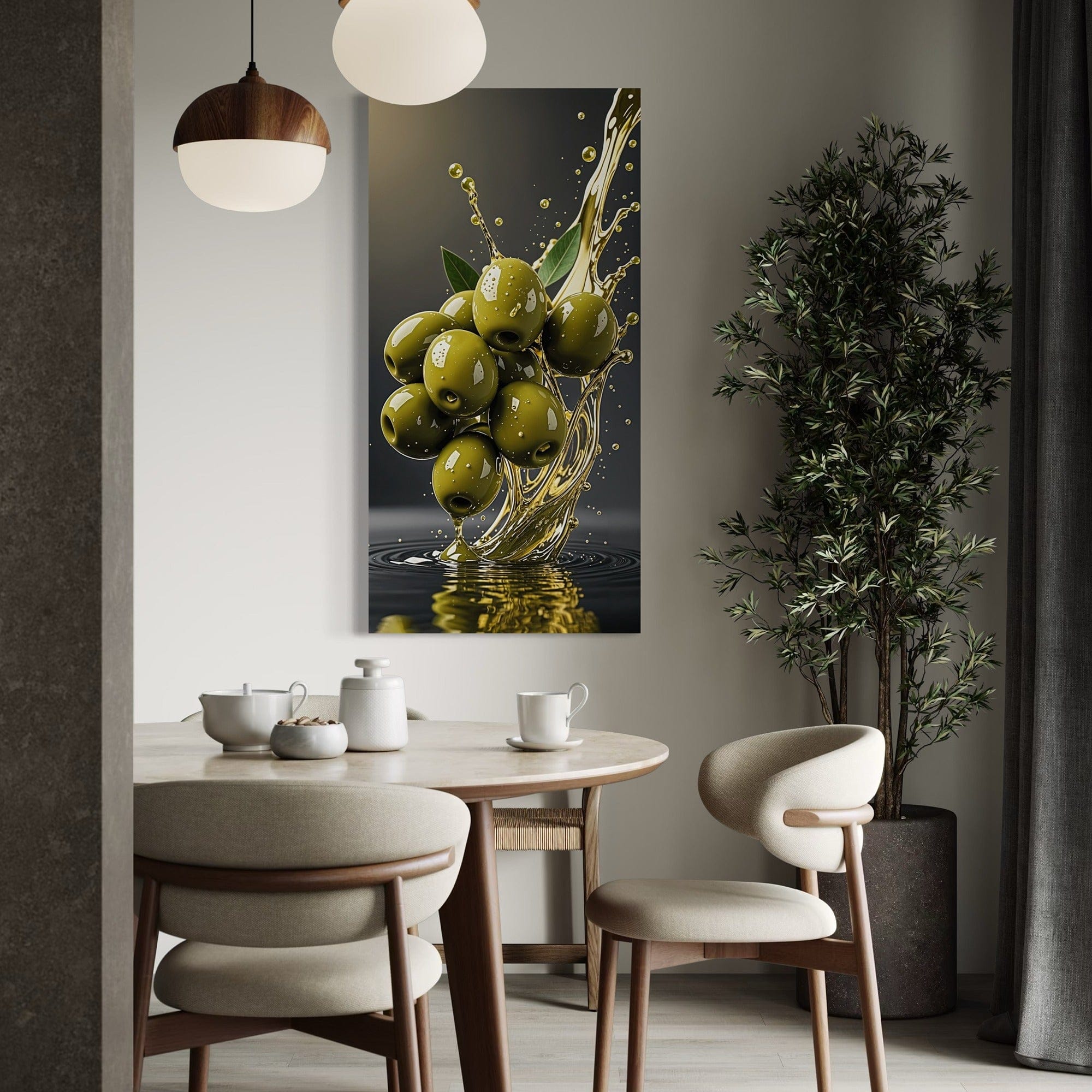 Olives – Golden Splash Kitchen Canvas Wall Art