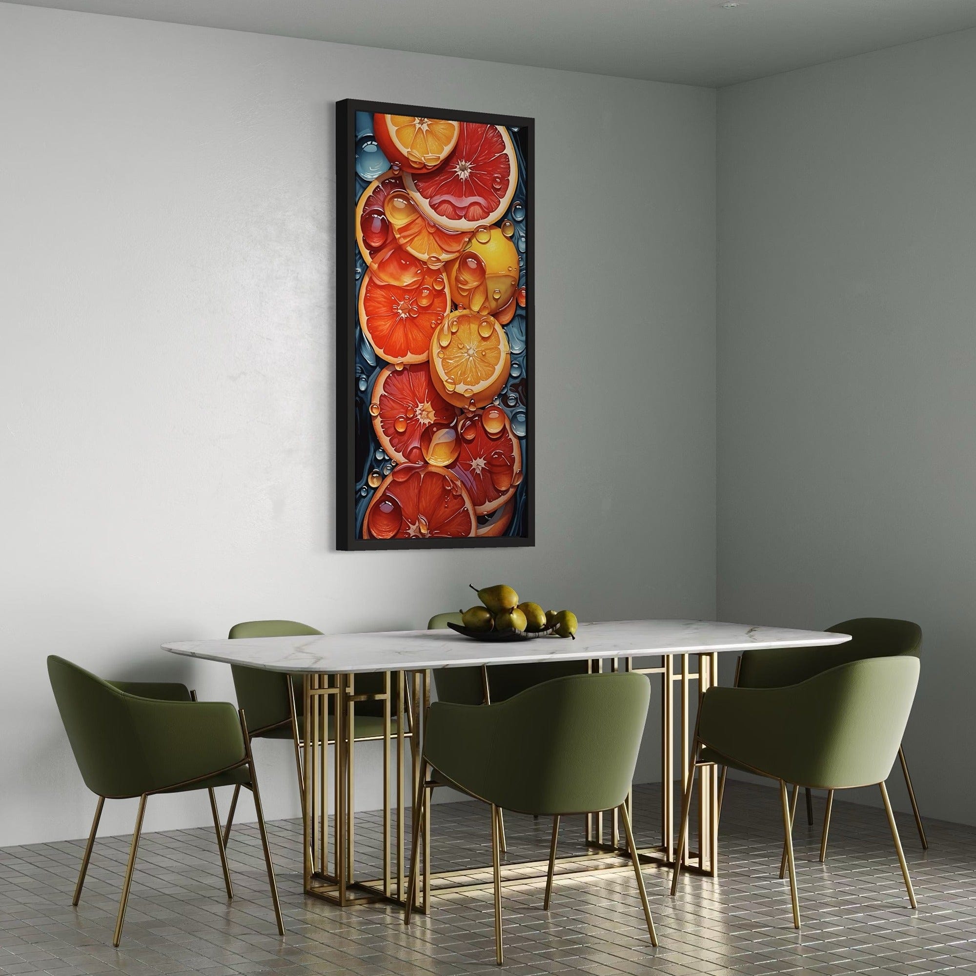 Fresh orange slice close up modern kitchen art