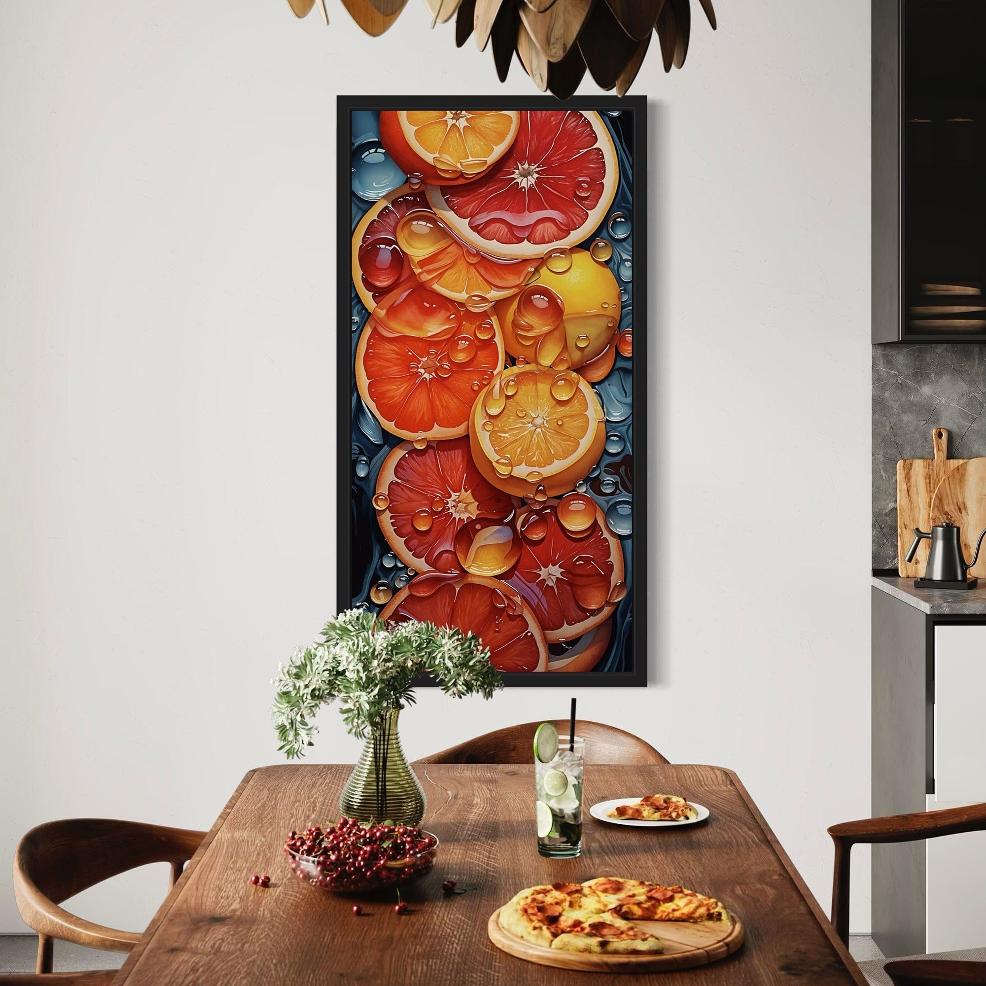 Minimalist citrus composition vertical canvas