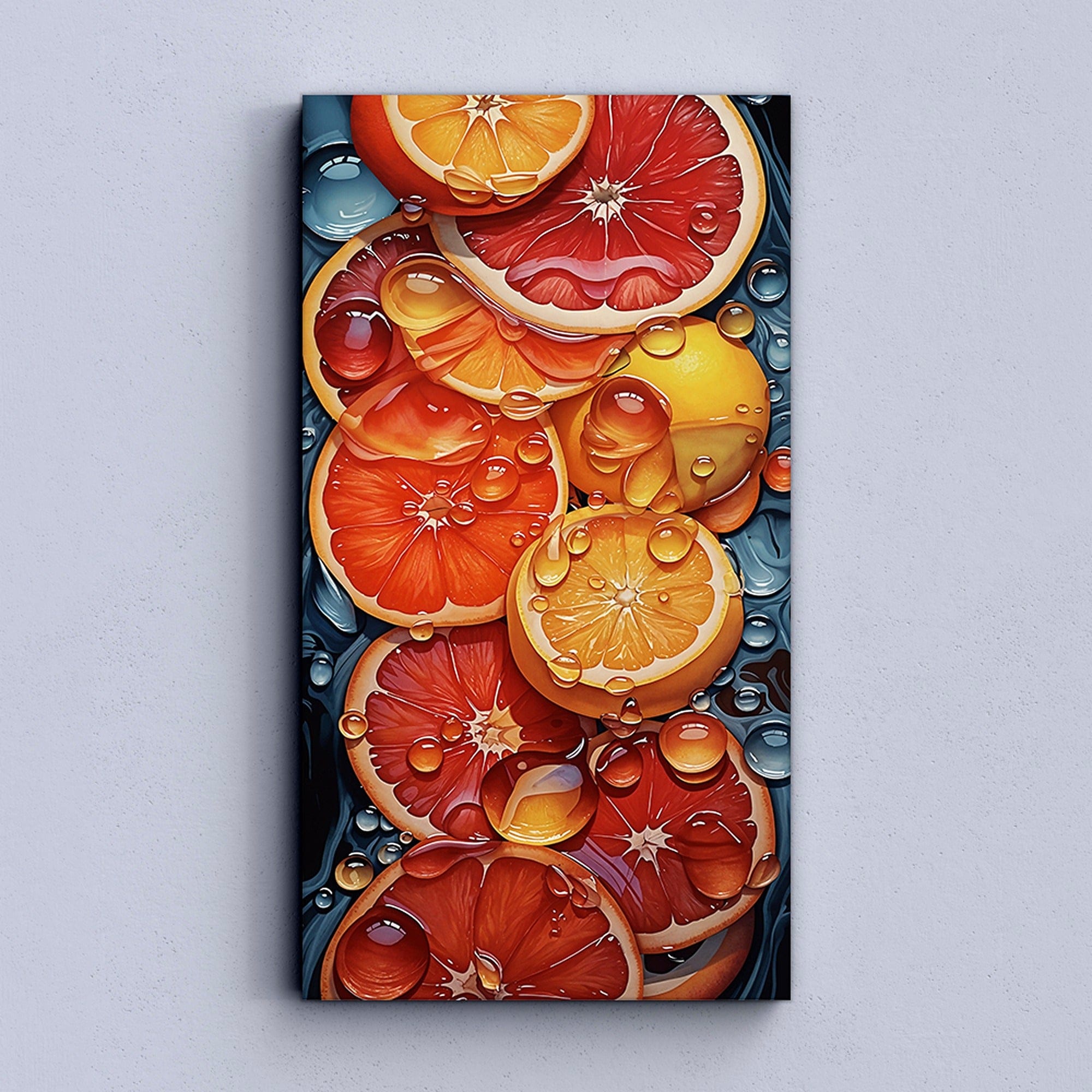 High contrast citrus artwork modern kitchen