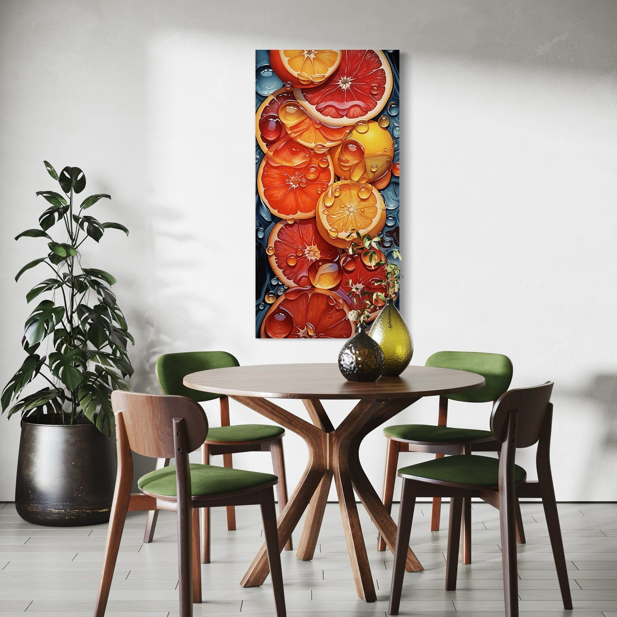Botanical citrus theme wall art for restaurant