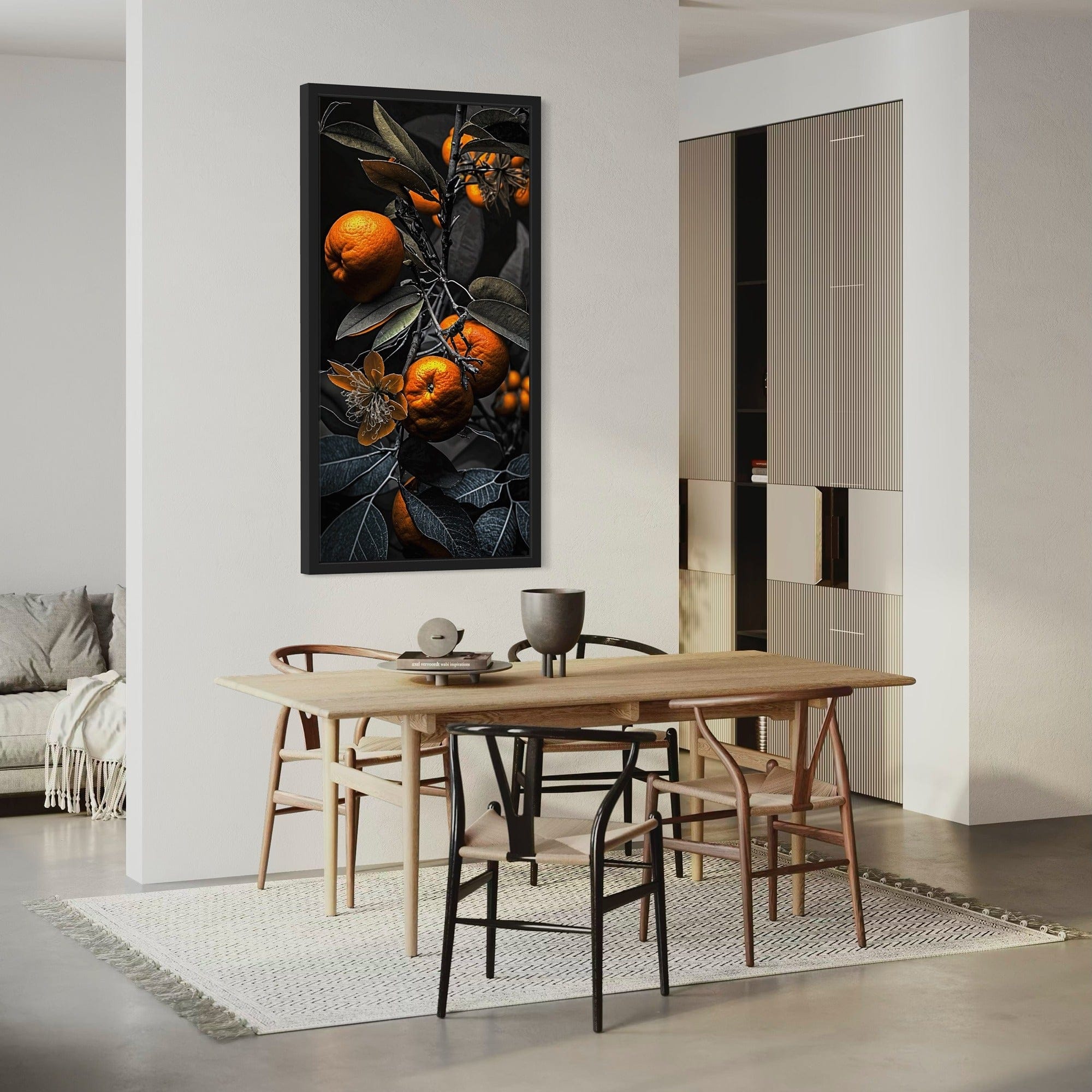 Dramatic black and gold orange canvas