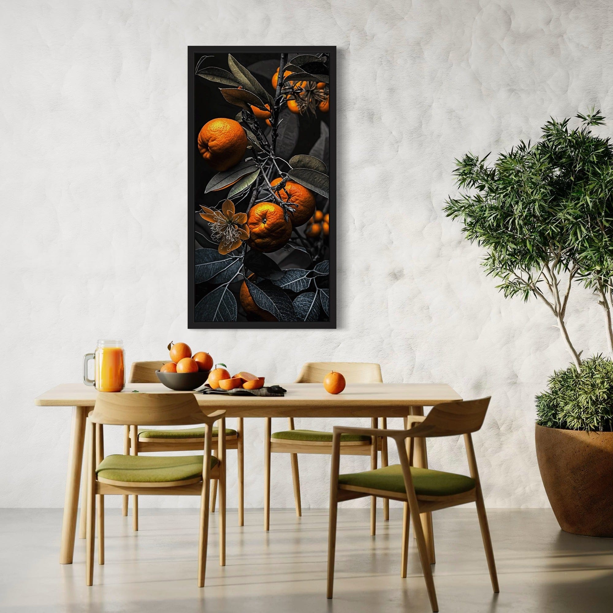 Mediterranean orange tree wall art for dining room
