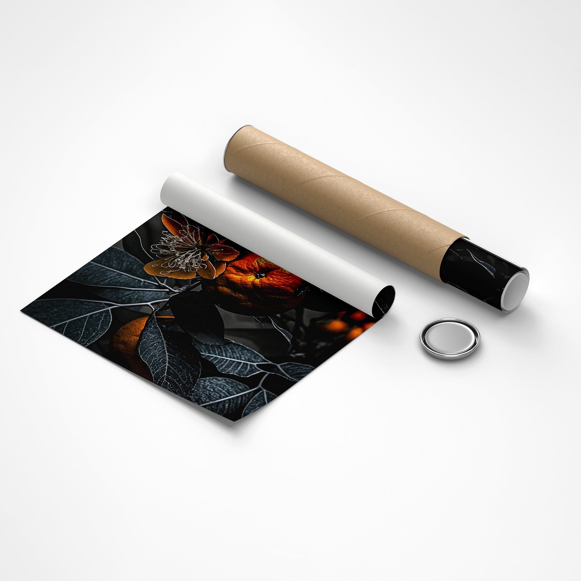 Cozy kitchen canvas with oranges and blossoms