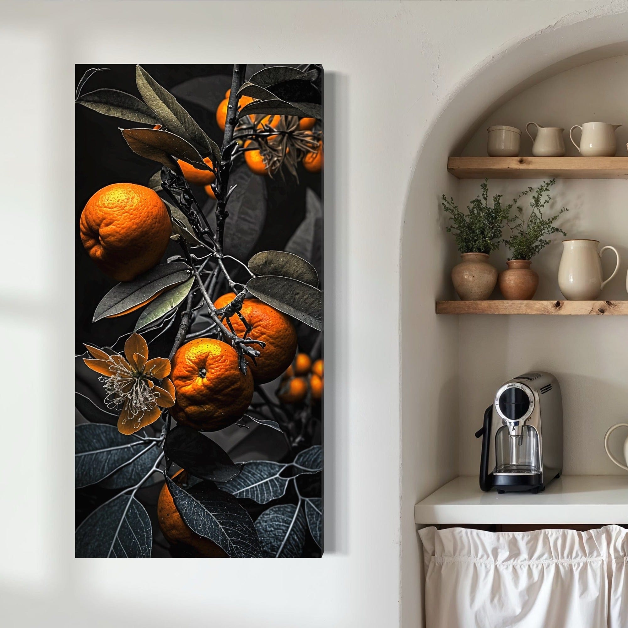 Dark aesthetic orange branch canvas print
