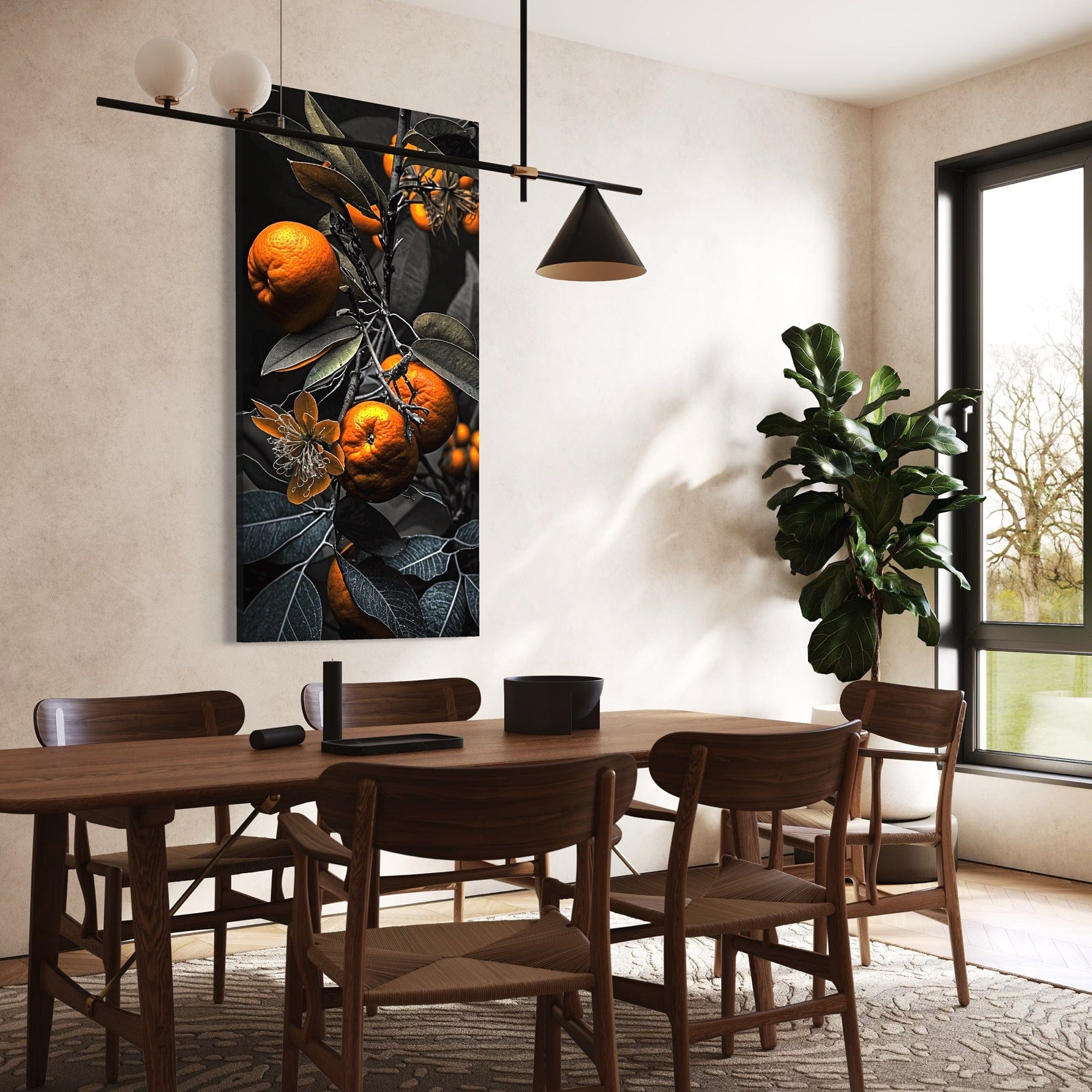 Contemporary botanical orange artwork vertical