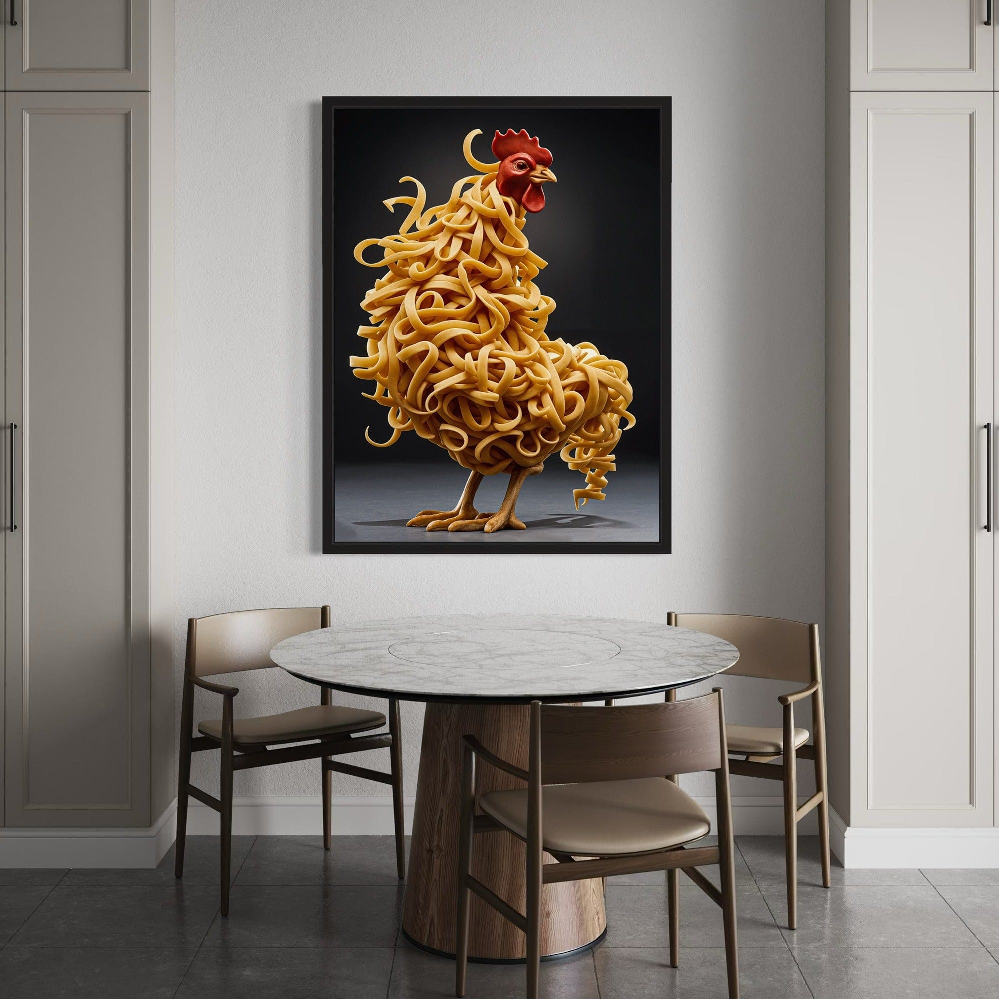 Whimsical pasta animal artwork for dining room