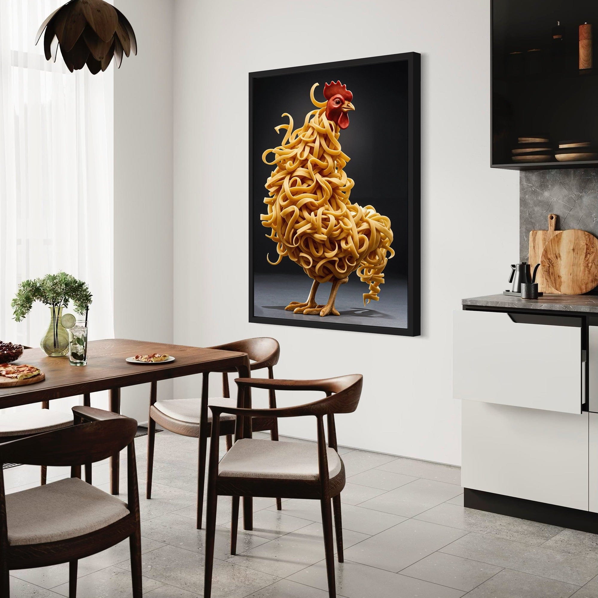 Pasta sculpture chicken modern kitchen canvas
