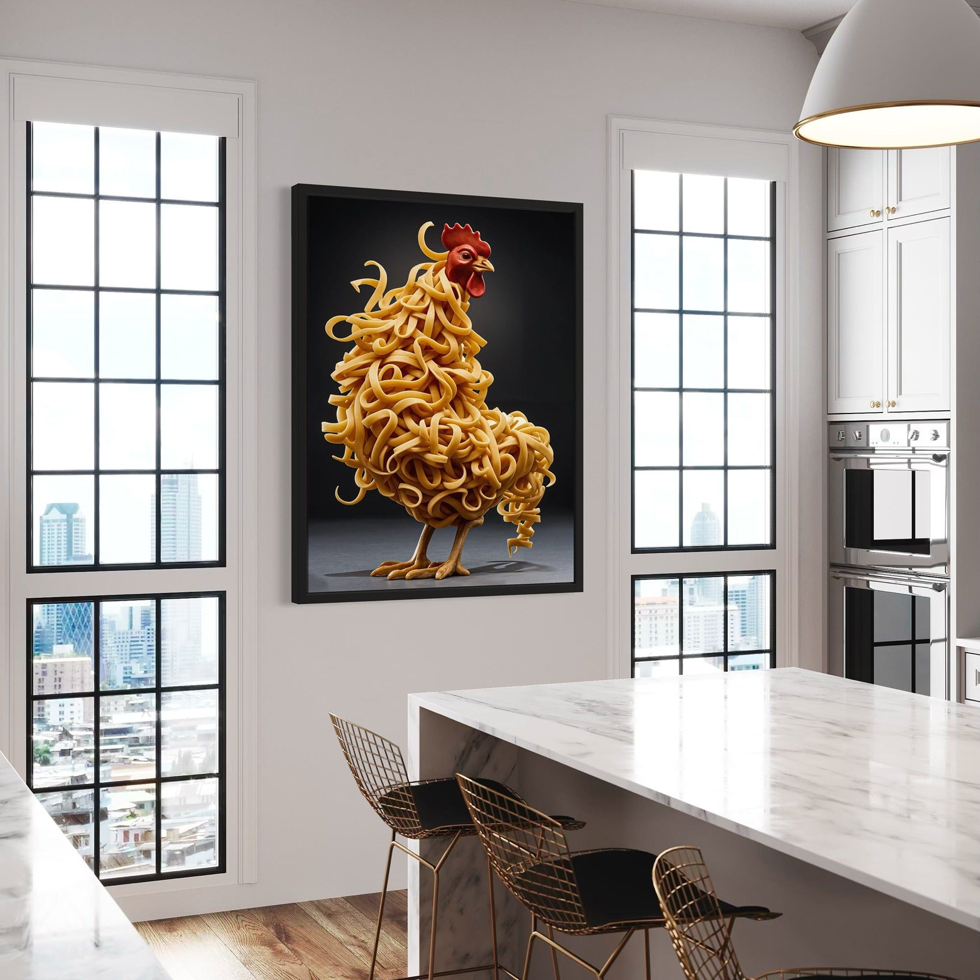 Italian pasta wall art with chicken shape
