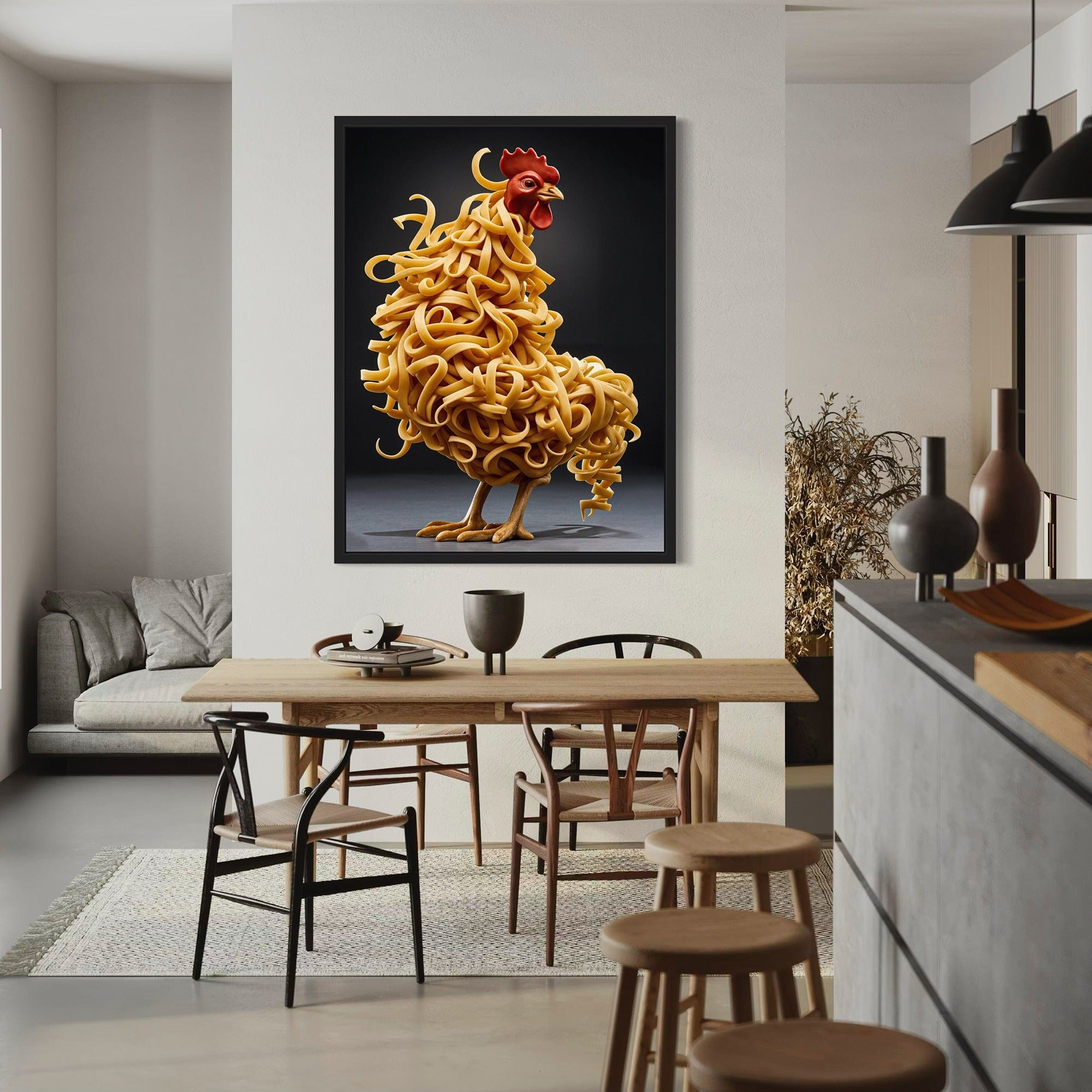 Noodle chicken canvas print farmhouse kitchen