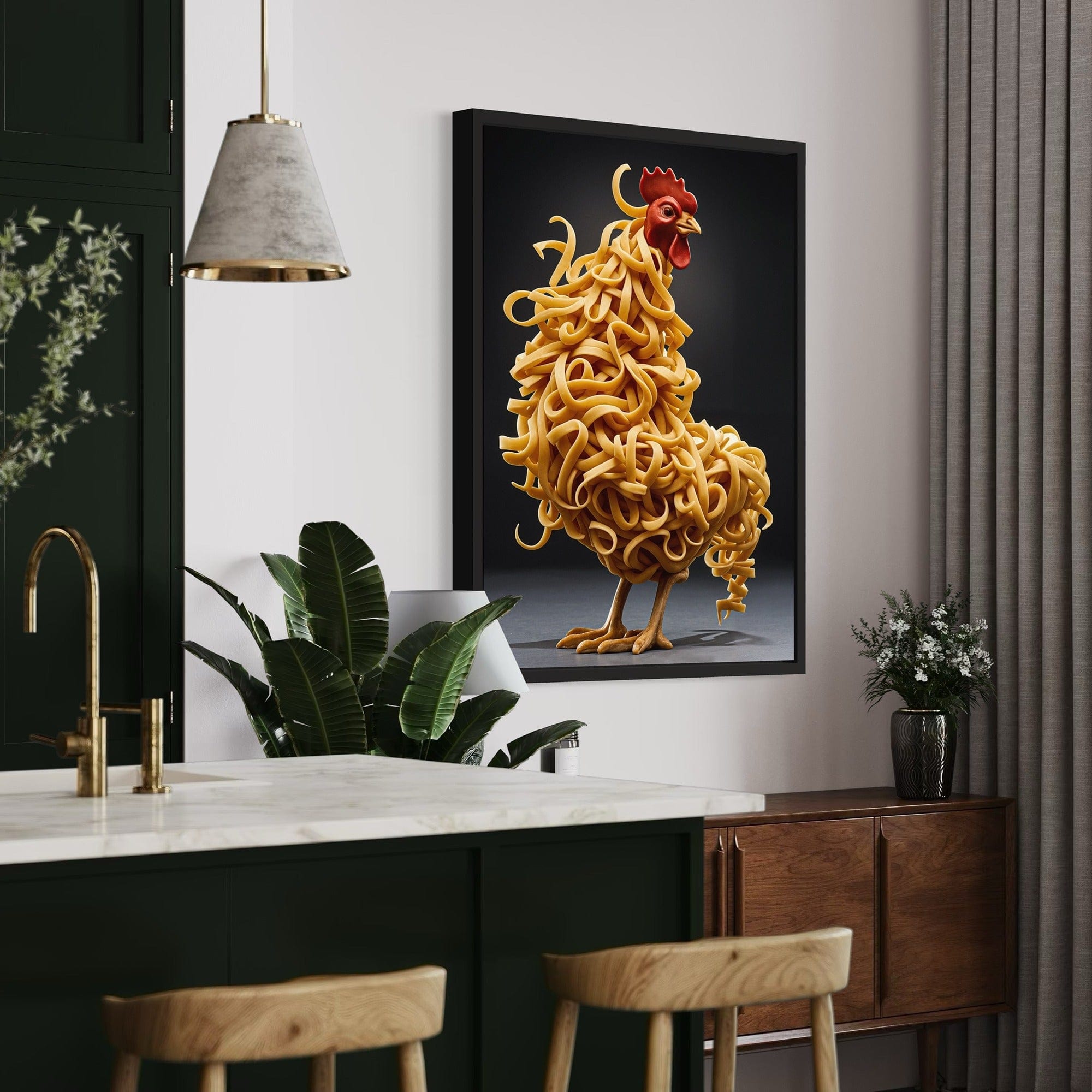 Restaurant decor pasta chicken humorous poster