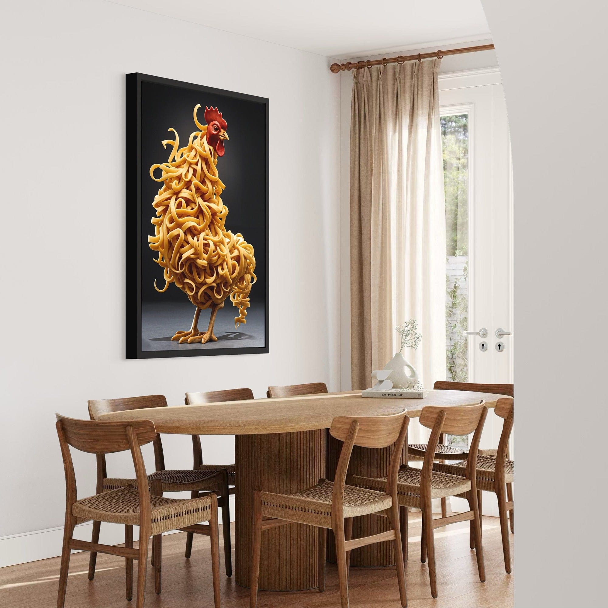 Creative pasta artwork black background canvas