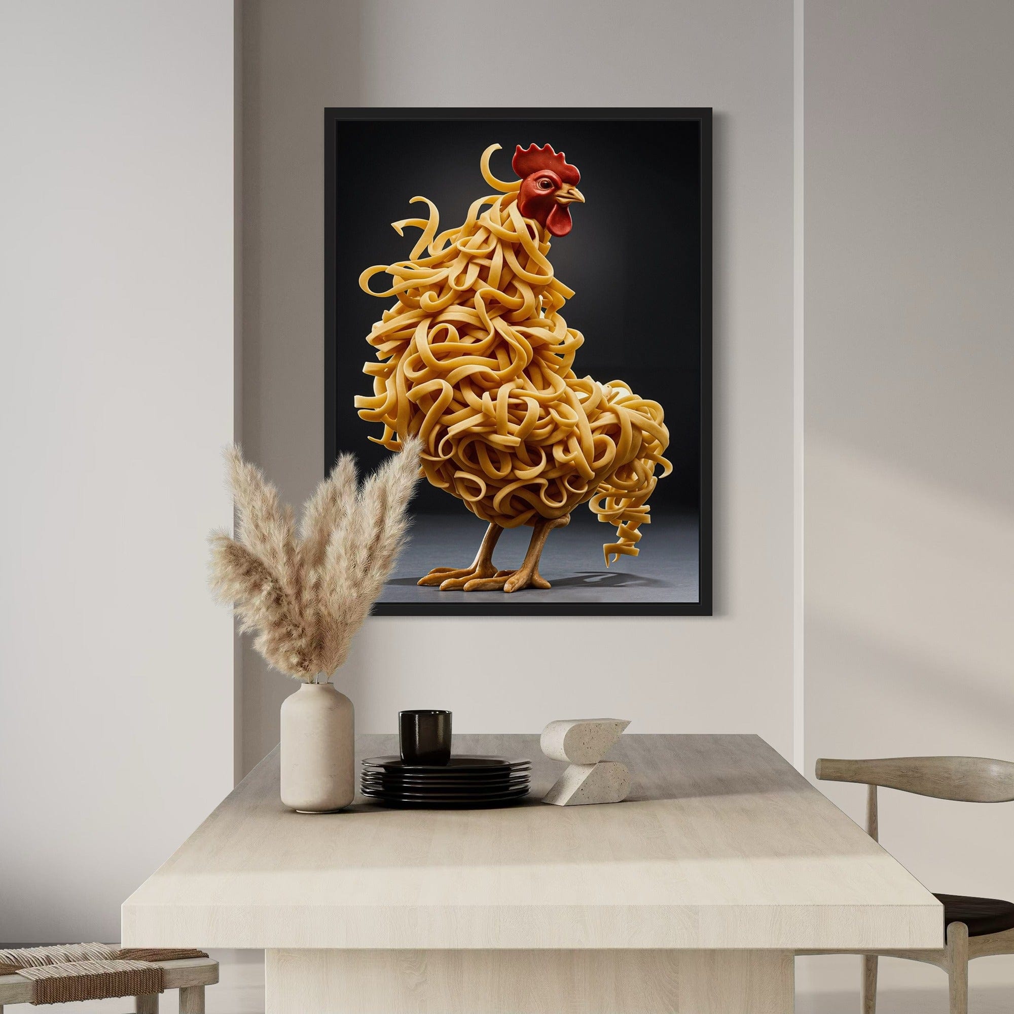 Chef kitchen decor quirky noodle animal art