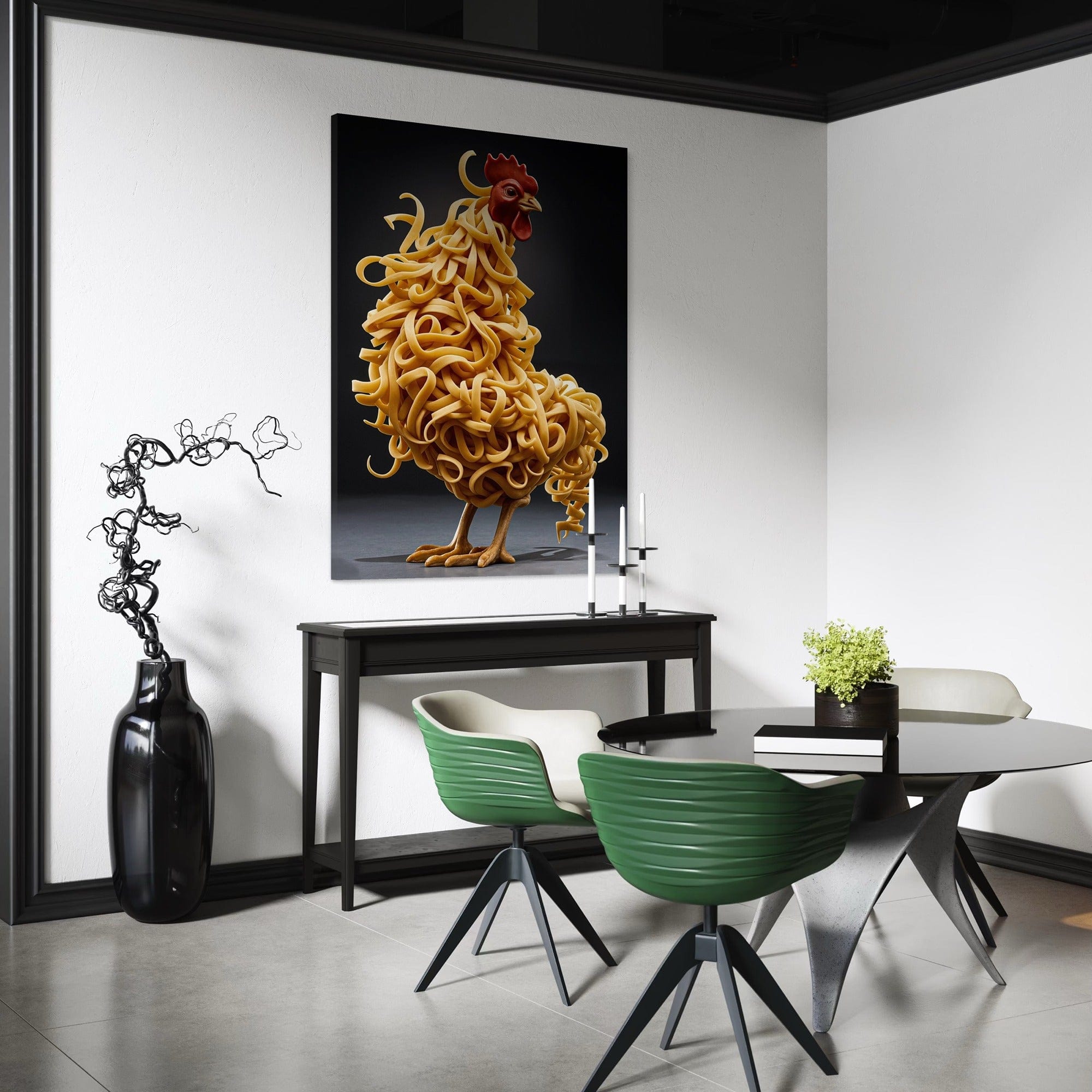 Minimalist pasta chicken art for cafe wall