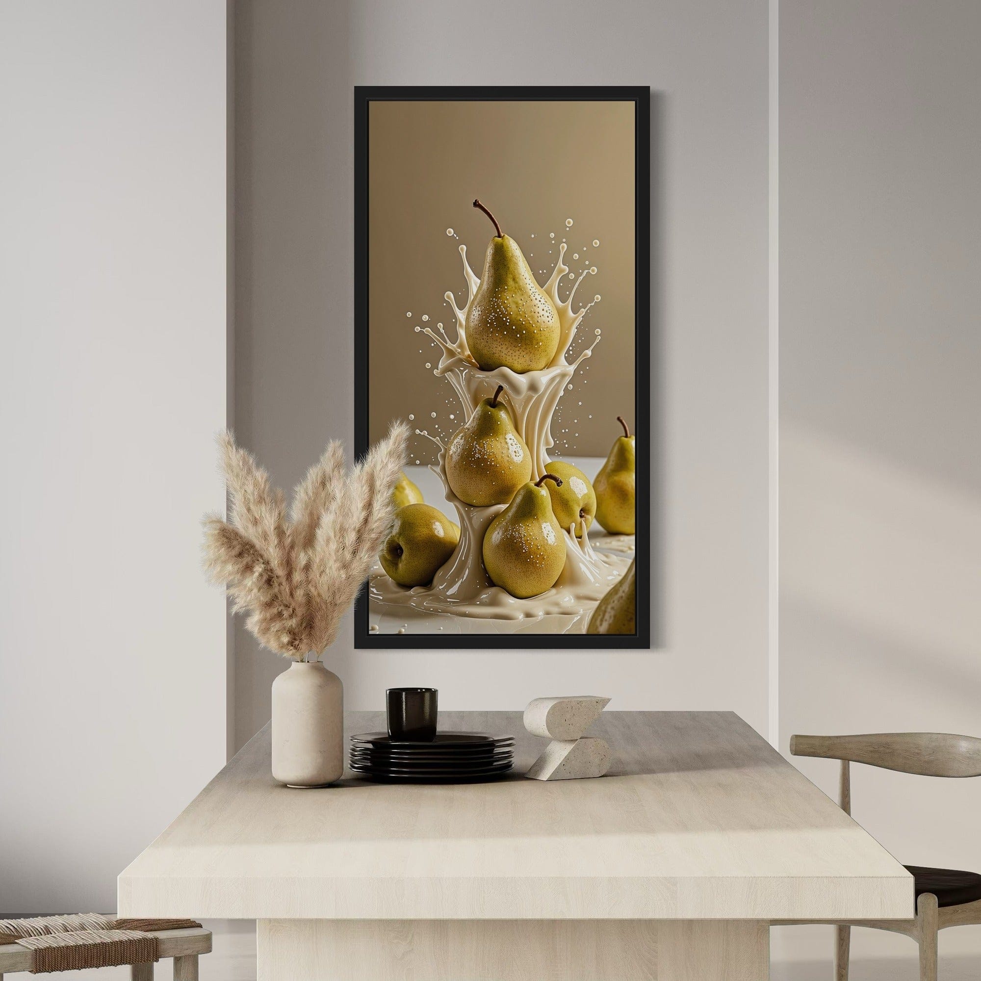 Pear Delight canvas hanging hardware — ready to hang kitchen wall art